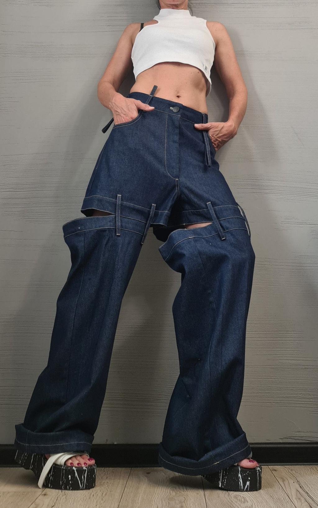 Extravagant Denim Pants, Avant Garde Pants, Deconstructed Pants Women, Drop Crotch Pants, DRESSSHOESCODE