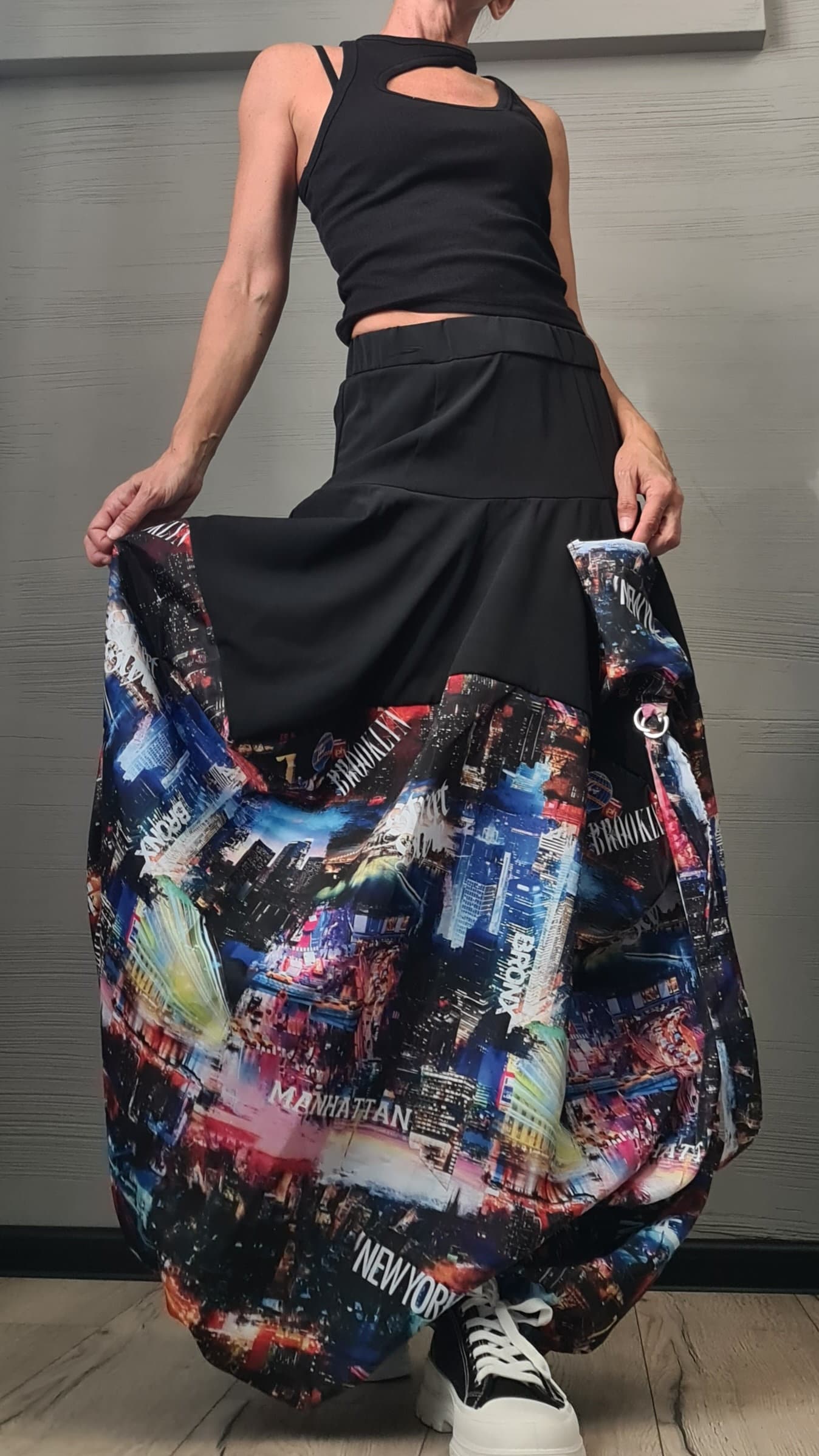 Extravagant Skirt Dress Women, Cocktail Skirt, Gothic Skirt, Asymmetric Skirt Dress, High Circle Skirt, Skirt with print