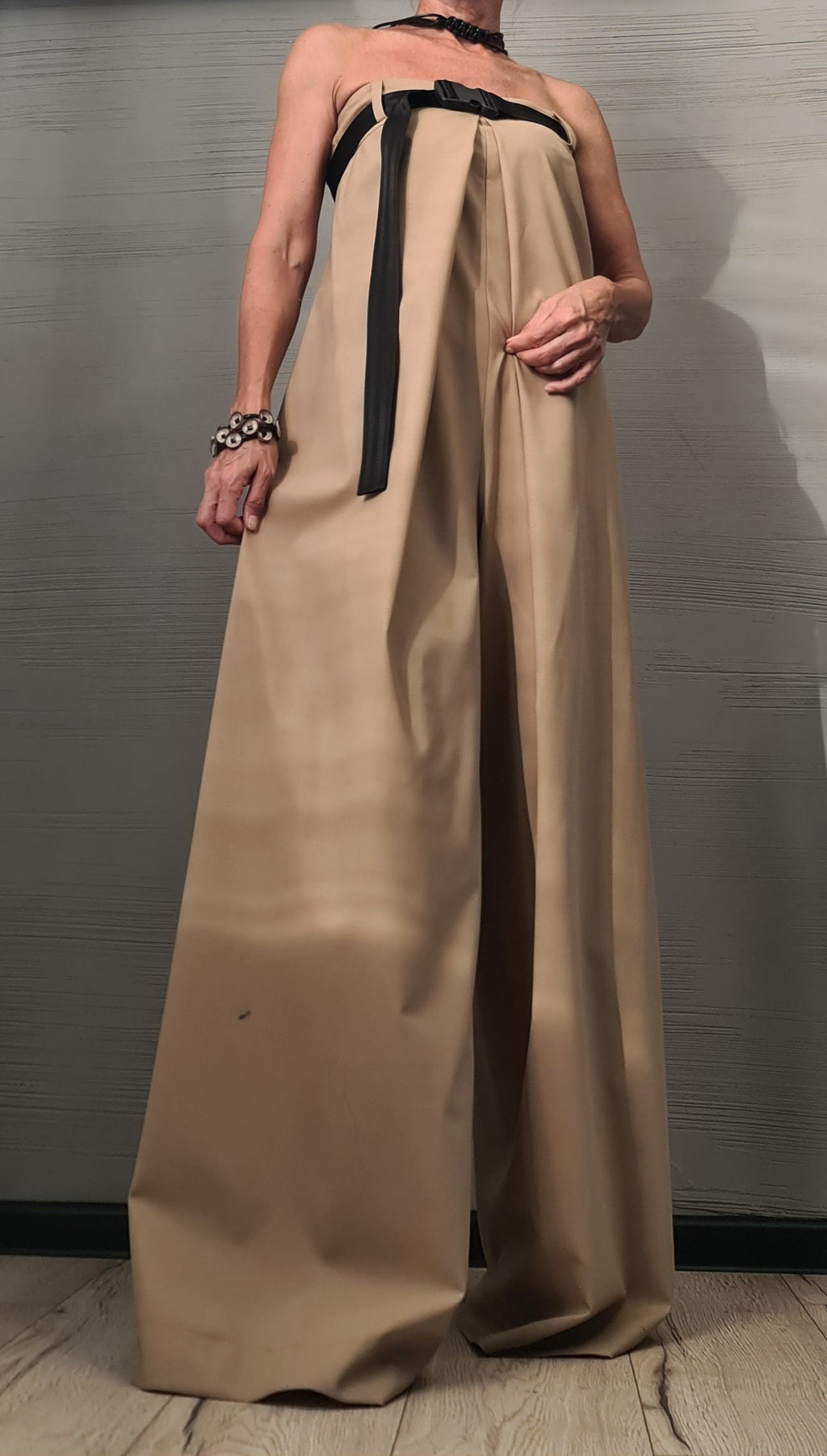 long Jumpsuit, Harem JumpsuitqGothic Jumpsuitq Extravagant Wide Leg Overall, Sleeveless Jumpsuit, Bustier jumpsuit, Party jumpsuit