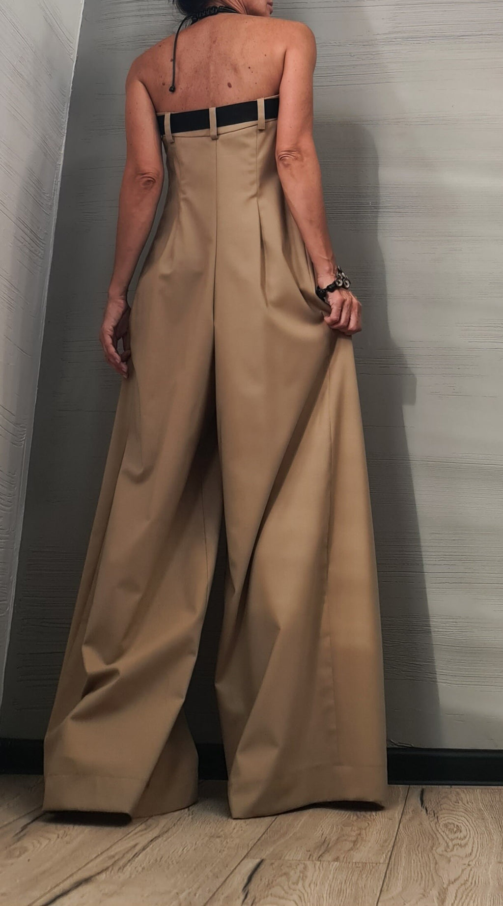 long Jumpsuit, Harem JumpsuitqGothic Jumpsuitq Extravagant Wide Leg Overall, Sleeveless Jumpsuit, Bustier jumpsuit, Party jumpsuit