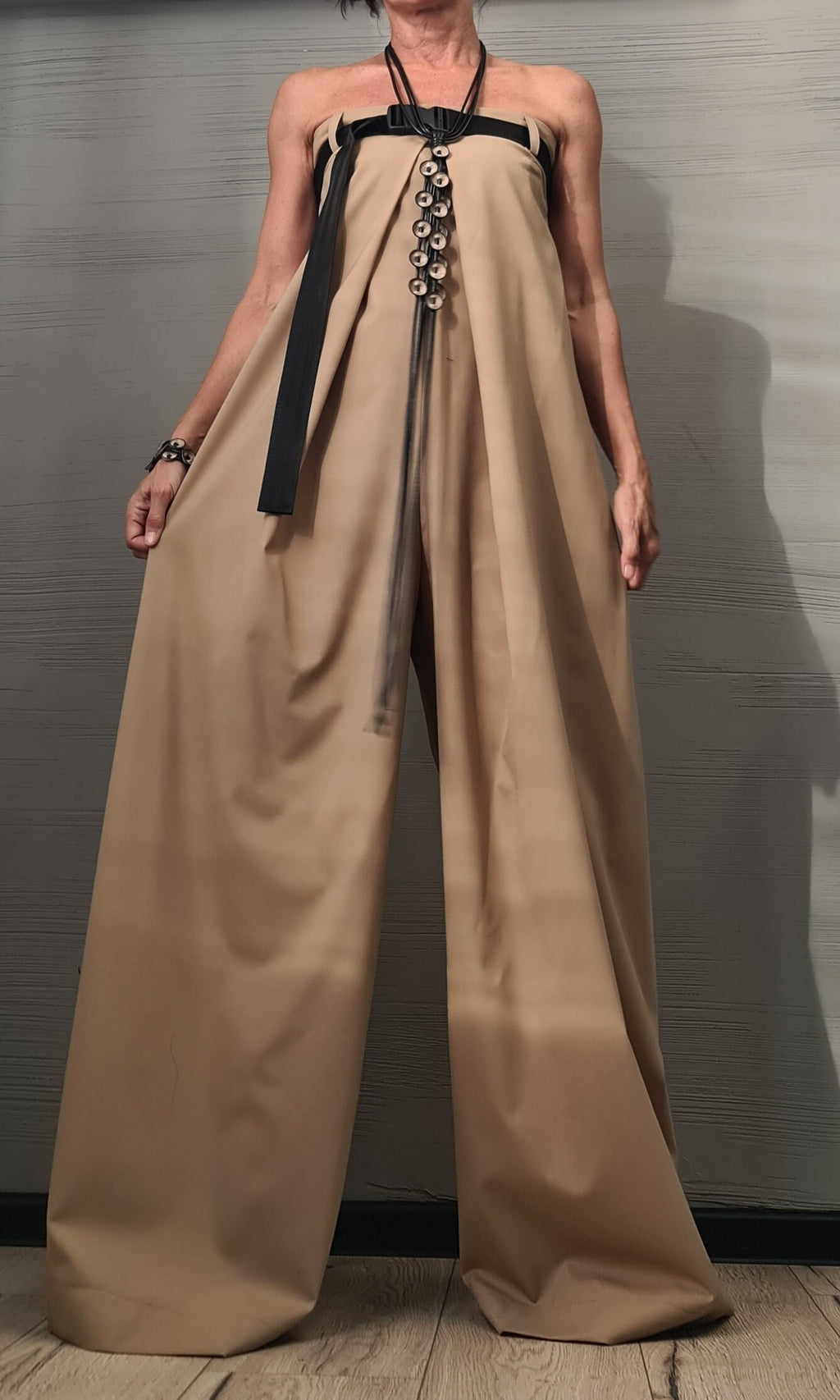 long Jumpsuit, Harem JumpsuitqGothic Jumpsuitq Extravagant Wide Leg Overall, Sleeveless Jumpsuit, Bustier jumpsuit, Party jumpsuit