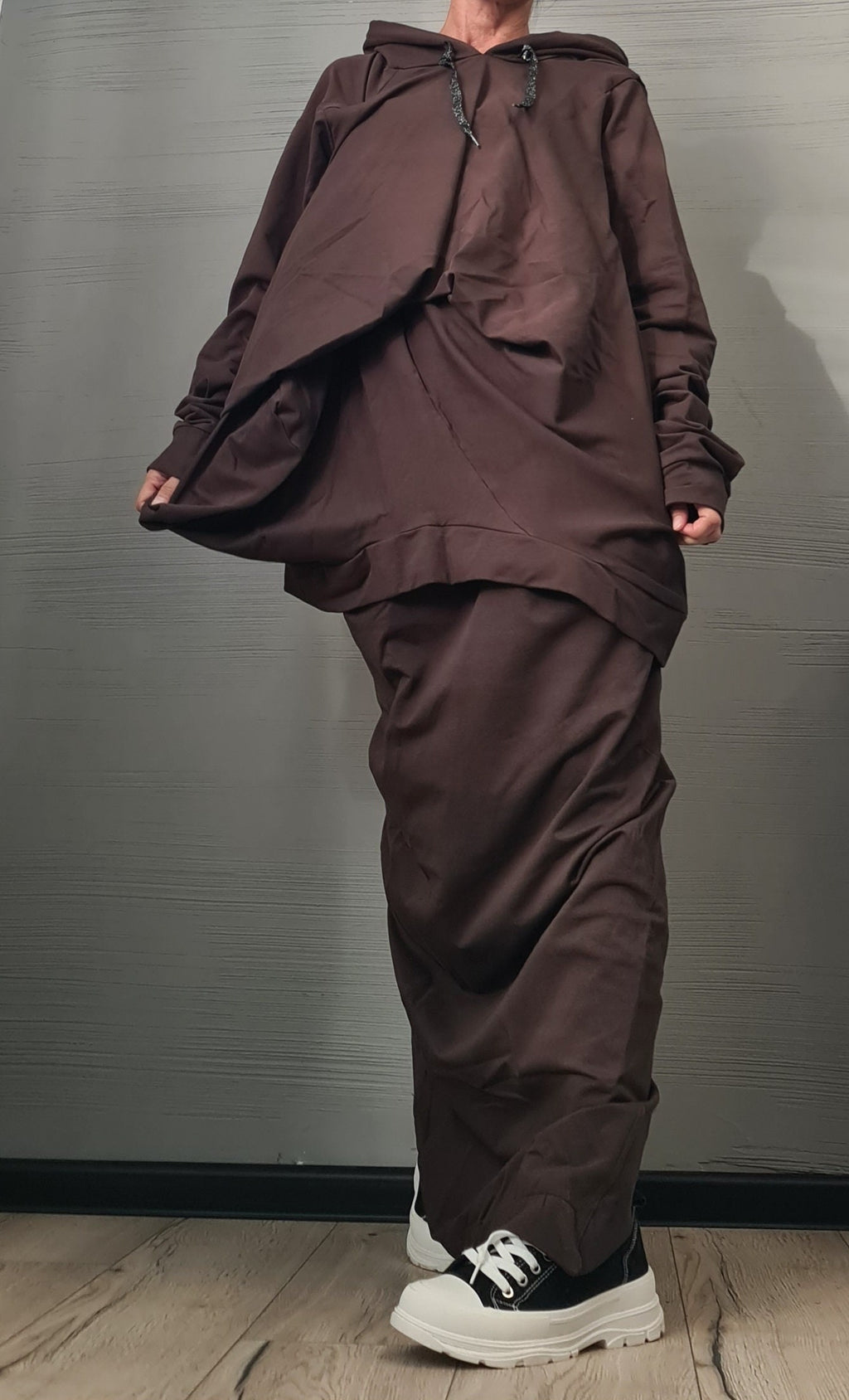 Loose Sweatshirt Hooded, Pencil Skirt, Set, Gothic Women Costume, Women Skirt Suit, Plus Size Clothing, Women Casual Outfit, Two Piece set