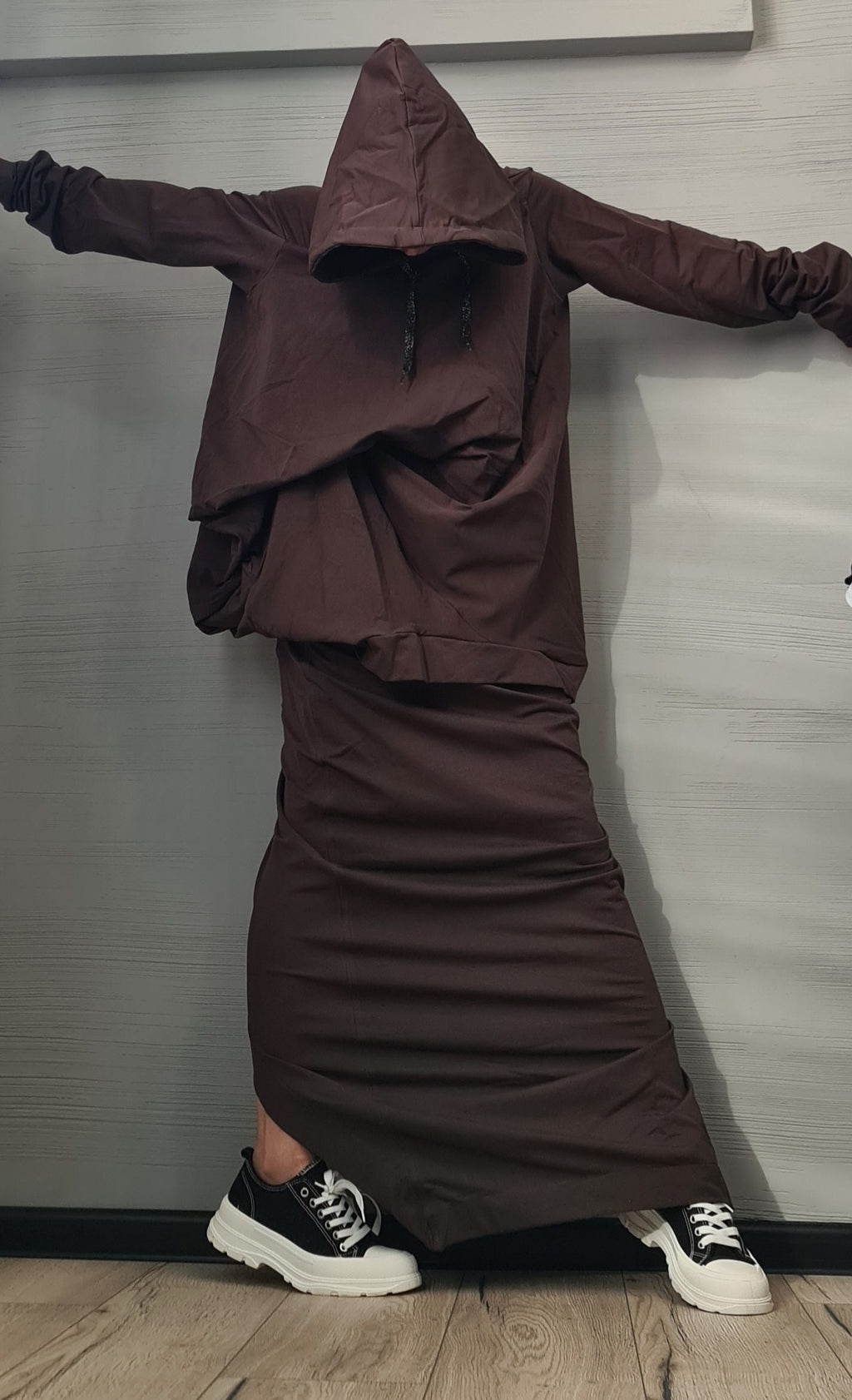 Loose Sweatshirt Hooded, Pencil Skirt, Set, Gothic Women Costume, Women Skirt Suit, Plus Size Clothing, Women Casual Outfit, Two Piece set