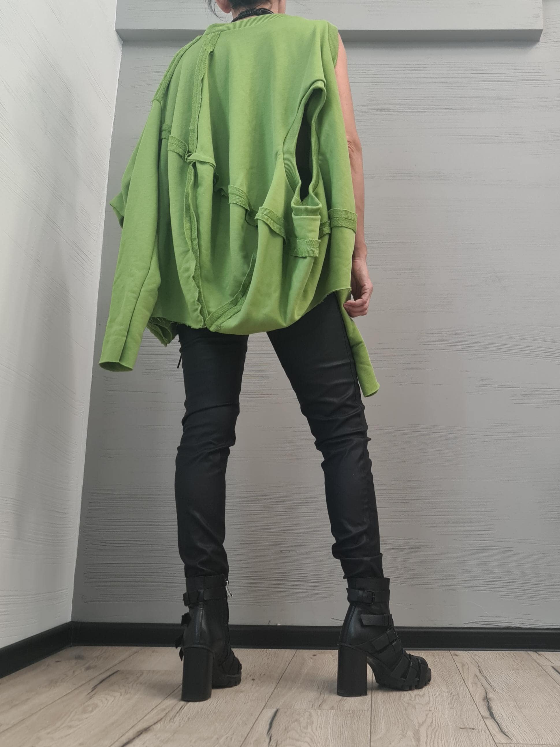 Long sleeves or sleeveless openings, Asymmetrical tunic, Avant Garde Tunic, Loose Tunic, Deconstructed Top, Gothic tunic,  DRESSSHOESCODE