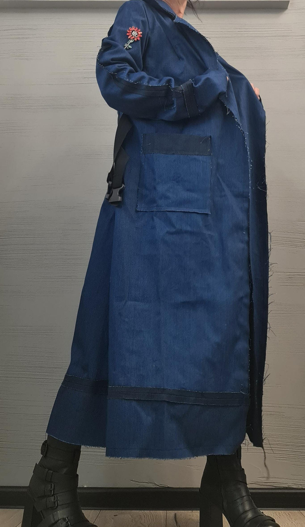 Extravagant Trench coat, Denim Trench coat, Plus Size Clothing, Oversize Trench coat, DRESSSHOESCODE