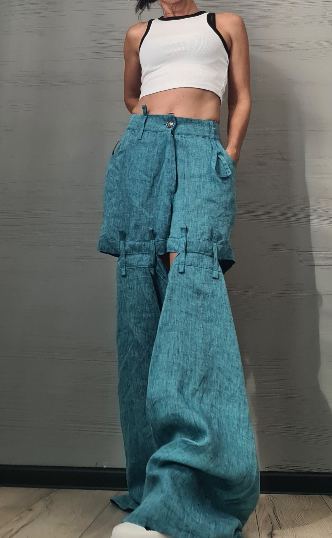 Extravagant Linen Pants, Avant Garde Pants, Deconstructed Pants Women, Drop Crotch Pants, DRESSSHOESCODE