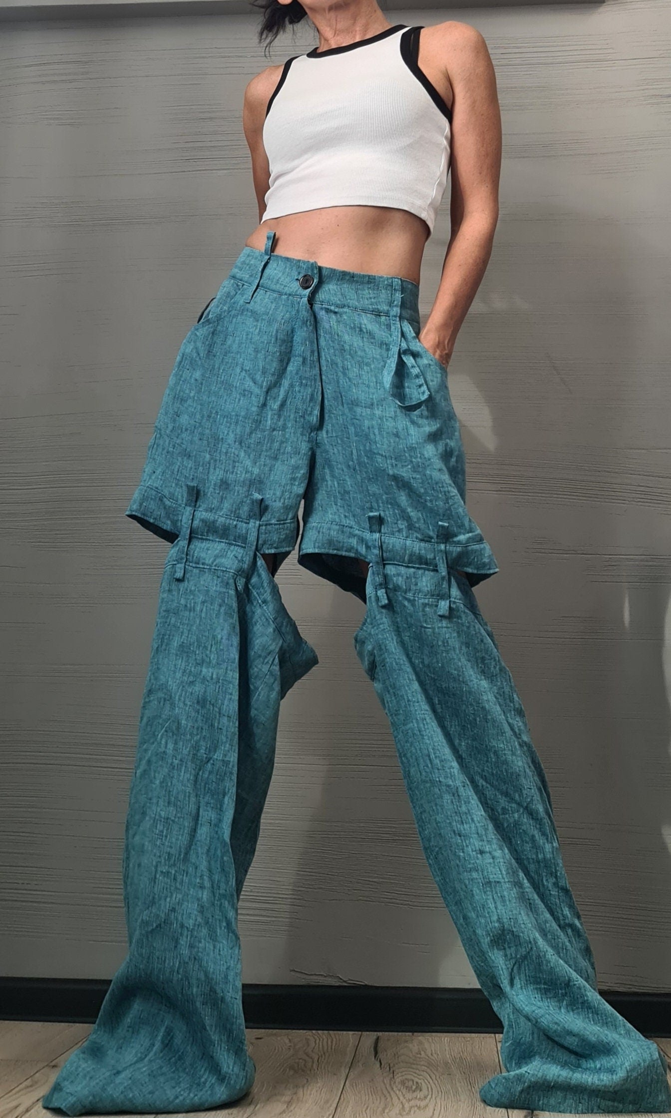 Extravagant Linen Pants, Avant Garde Pants, Deconstructed Pants Women, Drop Crotch Pants, DRESSSHOESCODE