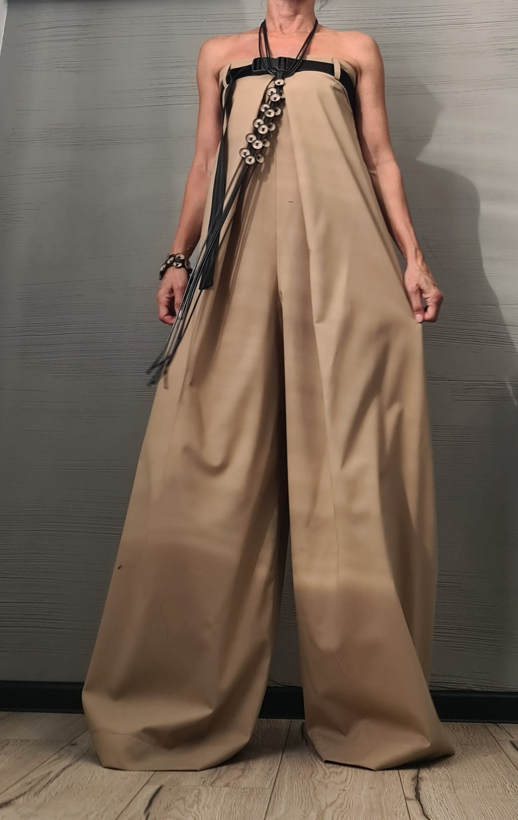 long Jumpsuit, Harem JumpsuitqGothic Jumpsuitq Extravagant Wide Leg Overall, Sleeveless Jumpsuit, Bustier jumpsuit, Party jumpsuit