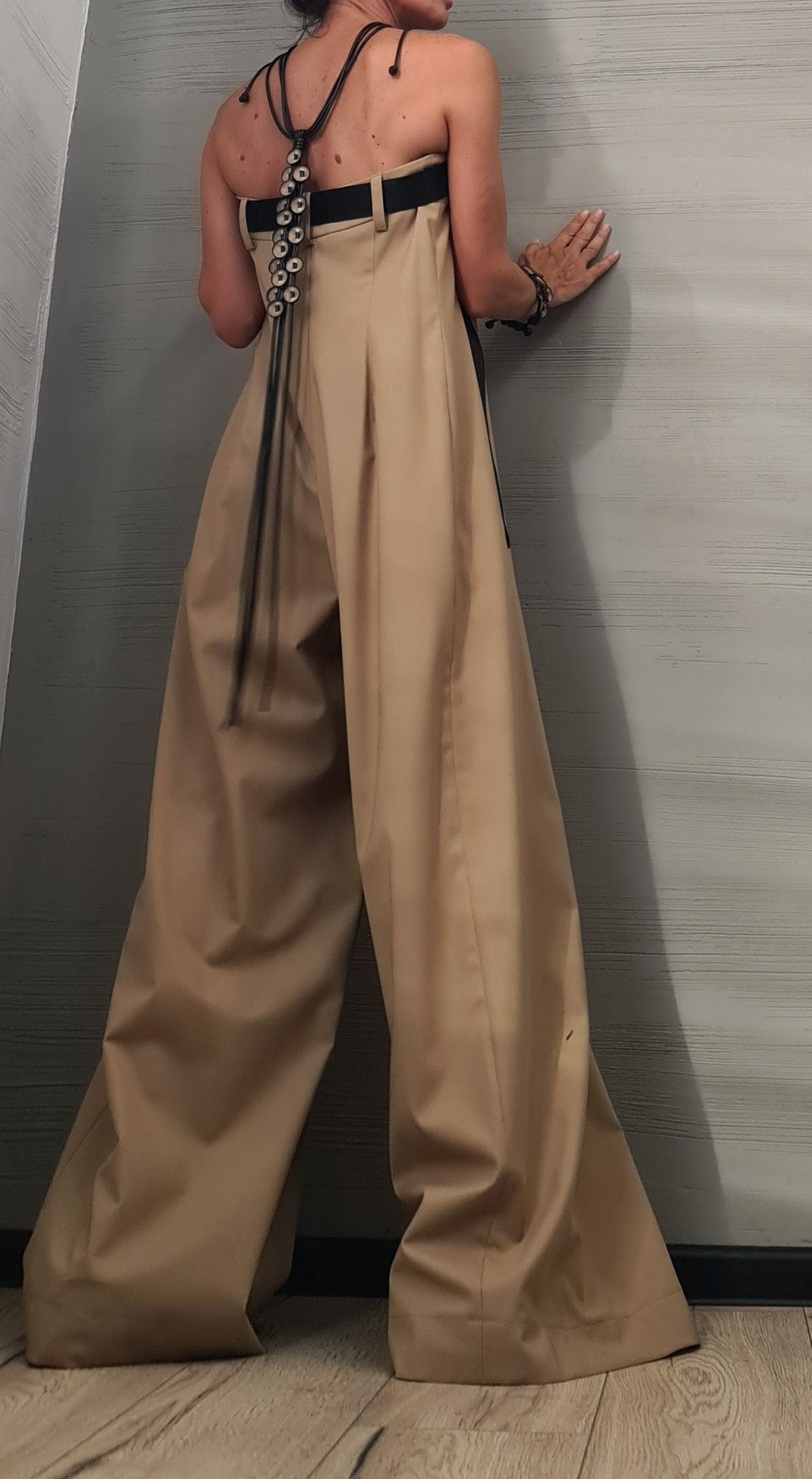 long Jumpsuit, Harem JumpsuitqGothic Jumpsuitq Extravagant Wide Leg Overall, Sleeveless Jumpsuit, Bustier jumpsuit, Party jumpsuit