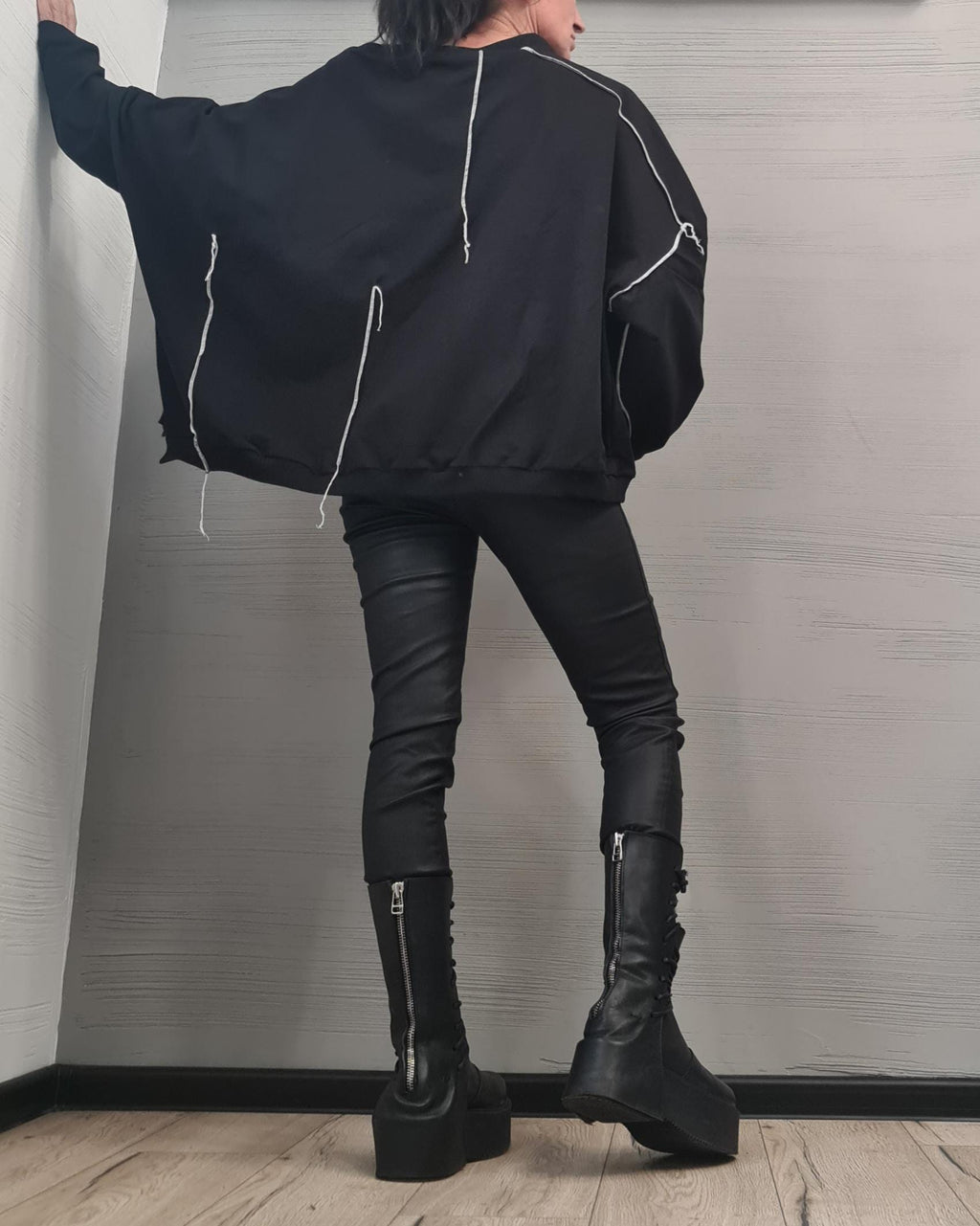 Asymmetrical tunic, Loose Tunic, Deconstructed Top, Long sleeve blouse