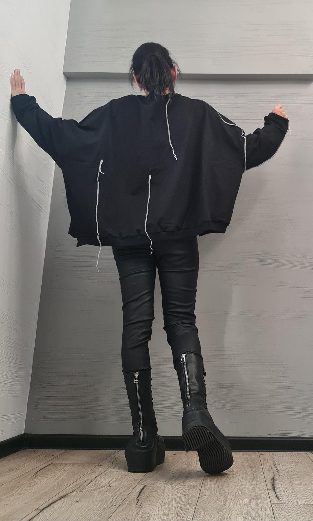 Asymmetrical tunic, Loose Tunic, Deconstructed Top, Long sleeve blouse