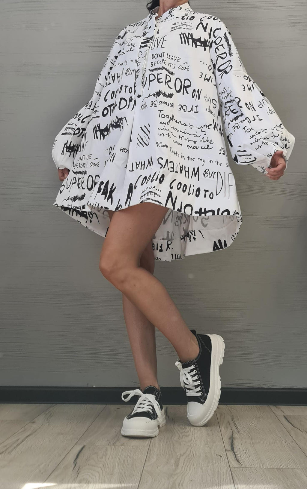 Extravagant Shirt, Loose Shirt Tunic Dress, Asymmetric Tunic, Oversize Tunic, Extravagant Long Sleeve, New collection DRESSSHOESCODE