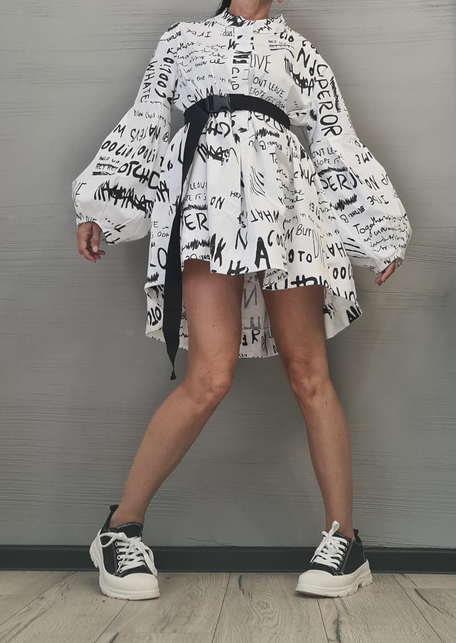 Extravagant Shirt, Loose Shirt Tunic Dress, Asymmetric Tunic, Oversize Tunic, Extravagant Long Sleeve, New collection DRESSSHOESCODE