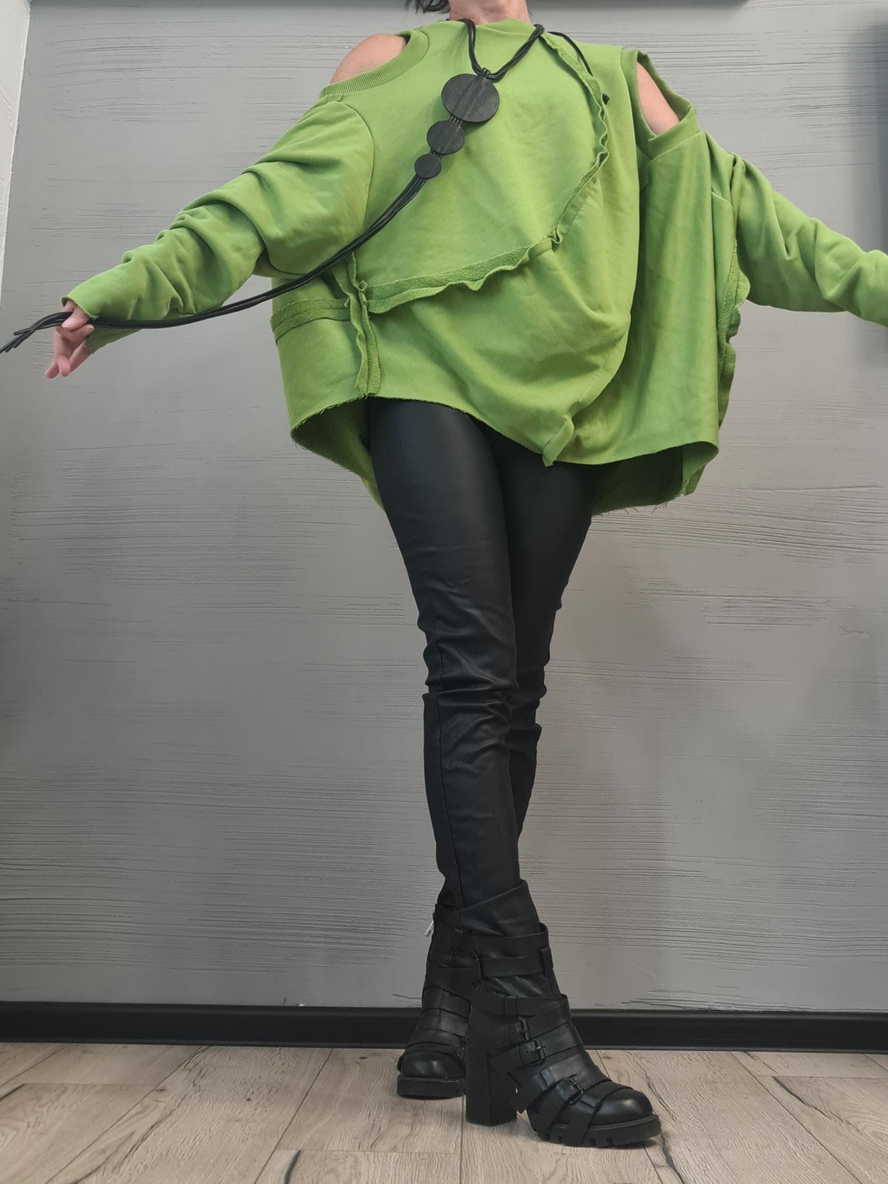 Long sleeves or sleeveless openings, Asymmetrical tunic, Avant Garde Tunic, Loose Tunic, Deconstructed Top, Gothic tunic,  DRESSSHOESCODE