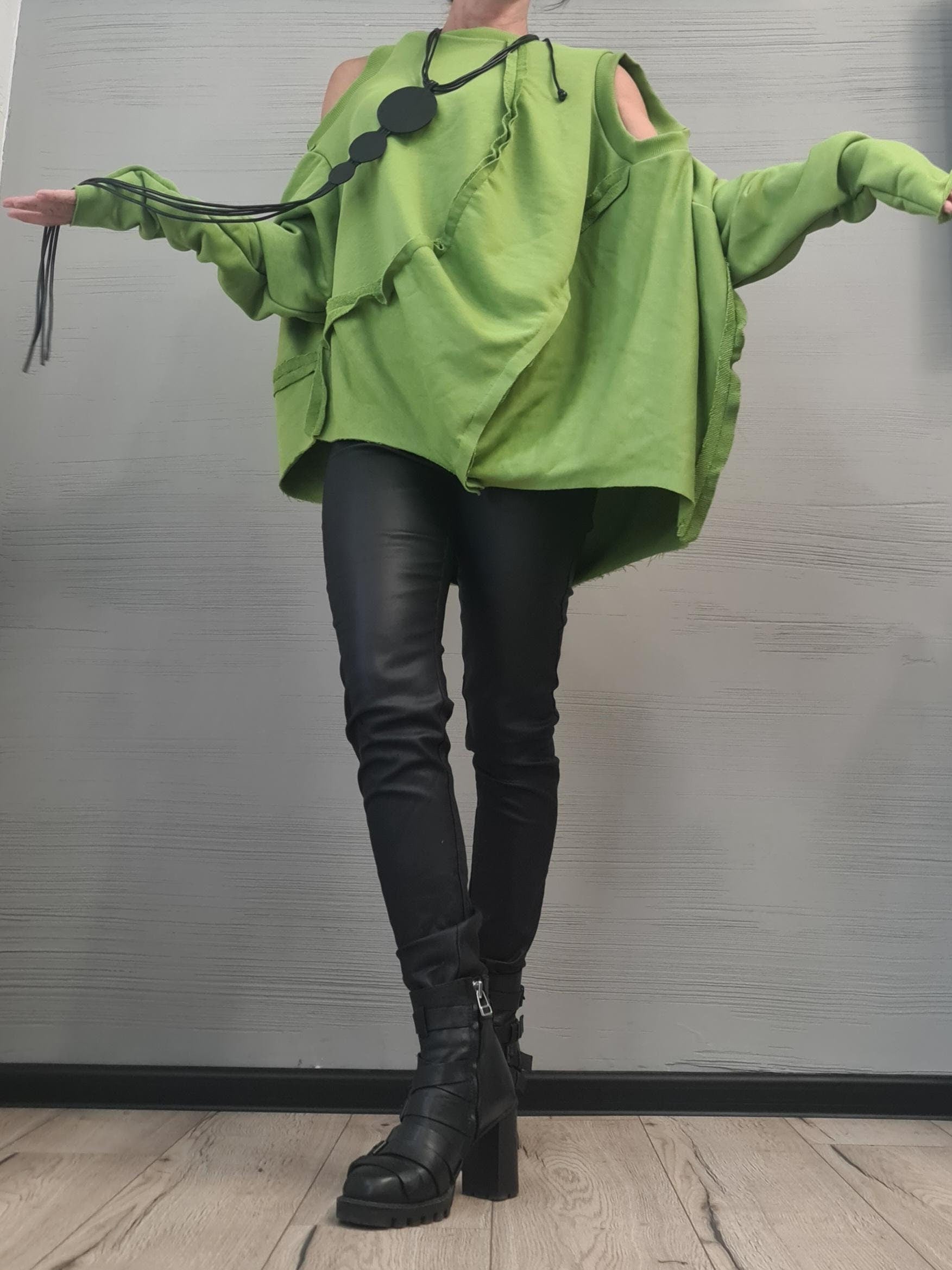 Long sleeves or sleeveless openings, Asymmetrical tunic, Avant Garde Tunic, Loose Tunic, Deconstructed Top, Gothic tunic,  DRESSSHOESCODE