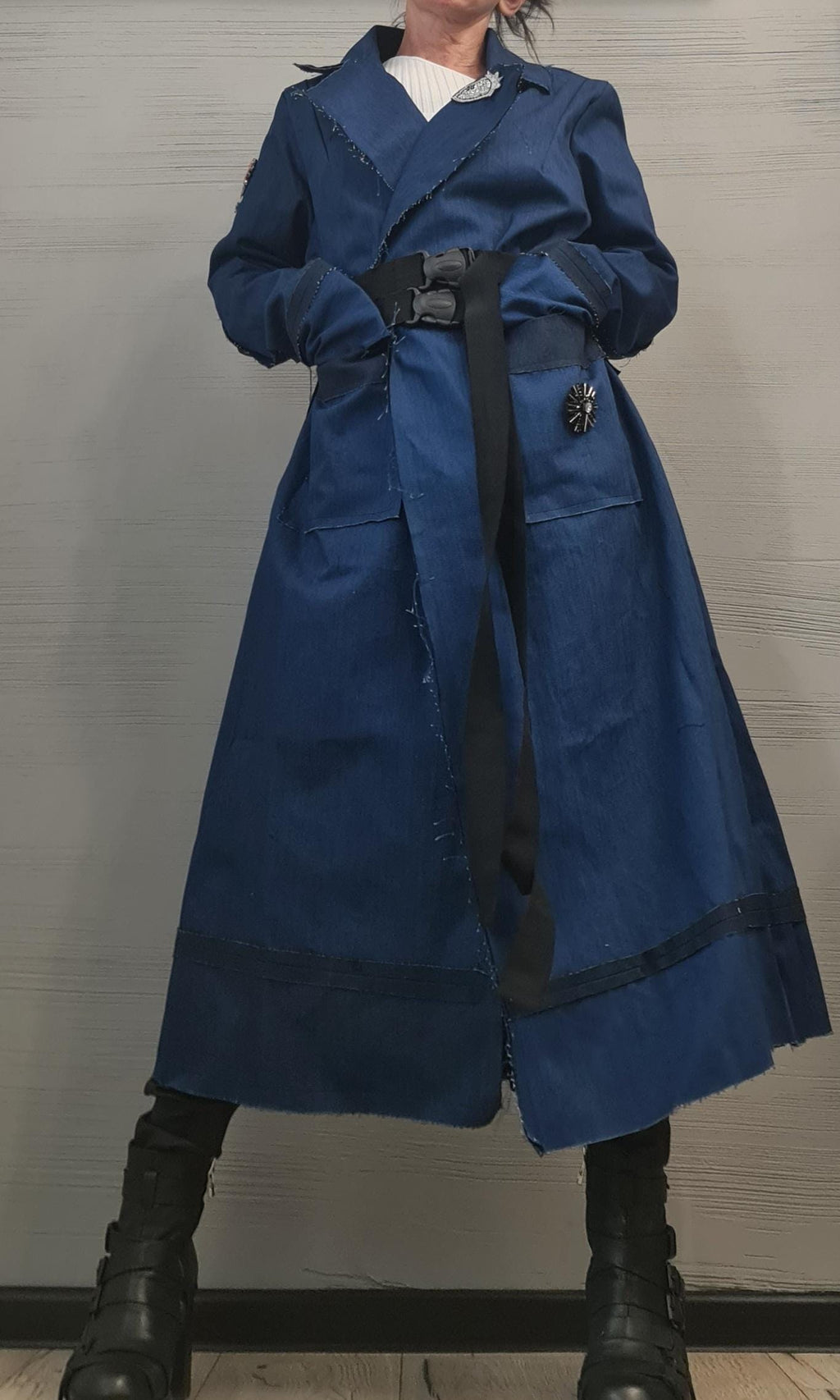 Extravagant Trench coat, Denim Trench coat, Plus Size Clothing, Oversize Trench coat, DRESSSHOESCODE