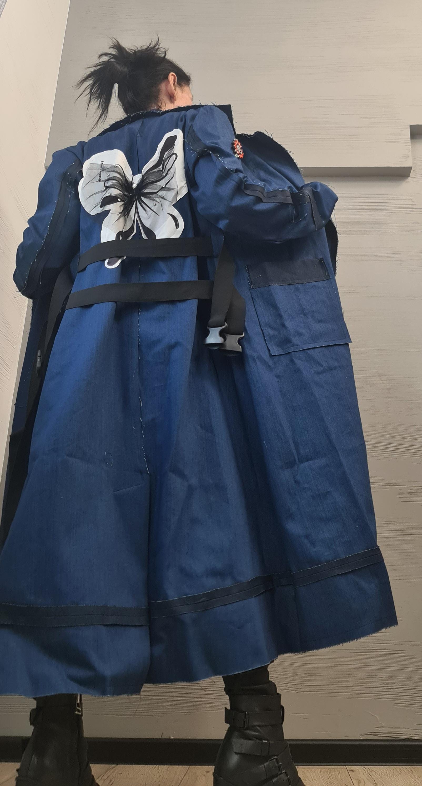 Extravagant Trench coat, Denim Trench coat, Plus Size Clothing, Oversize Trench coat, DRESSSHOESCODE