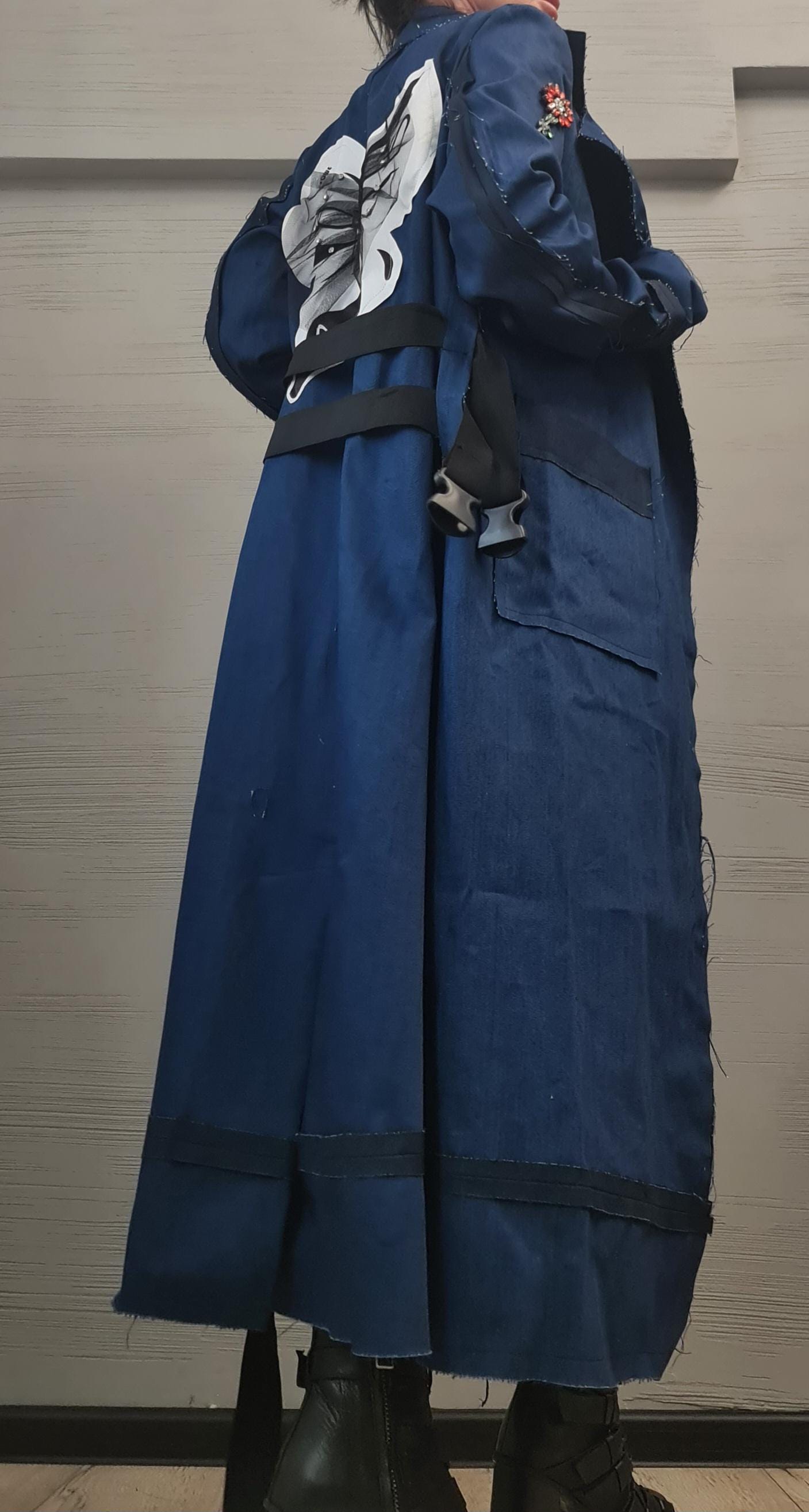 Extravagant Trench coat, Denim Trench coat, Plus Size Clothing, Oversize Trench coat, DRESSSHOESCODE