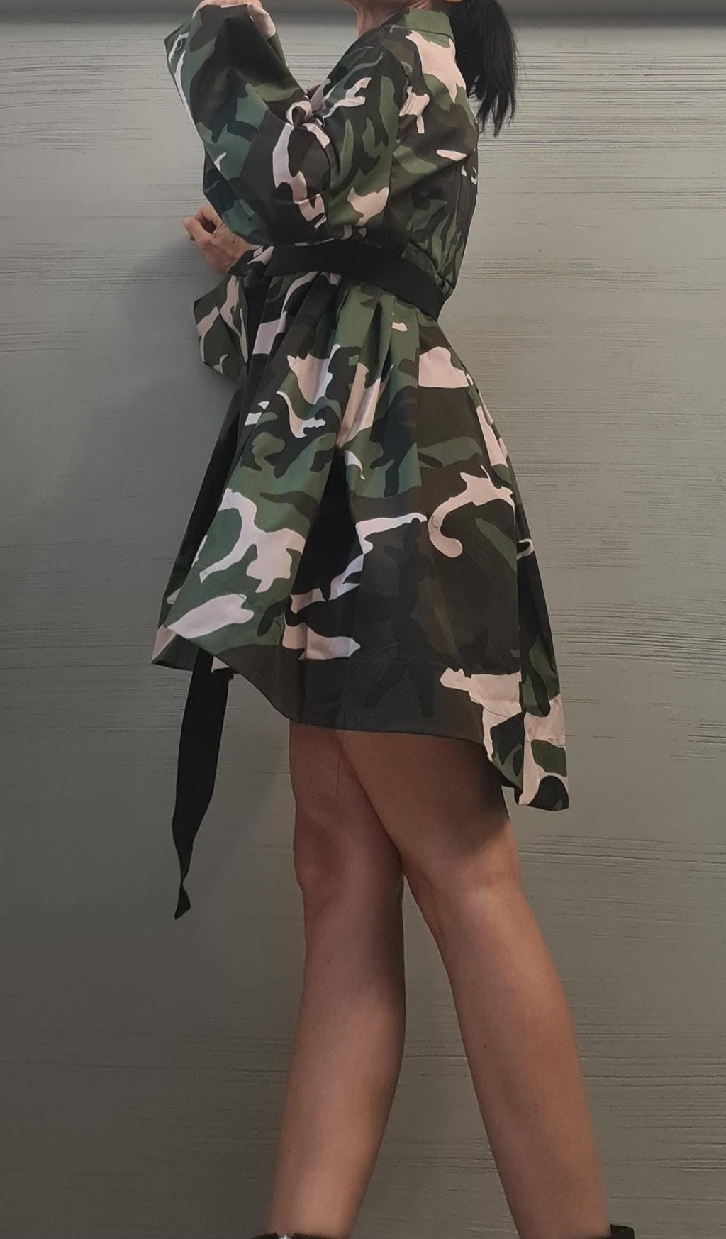 Extravagant Shirt, Loose Shirt Tunic Camouflage Dress, Asymmetric Tunic, Oversize Tunic, Extravagant Long Sleeve, New collection