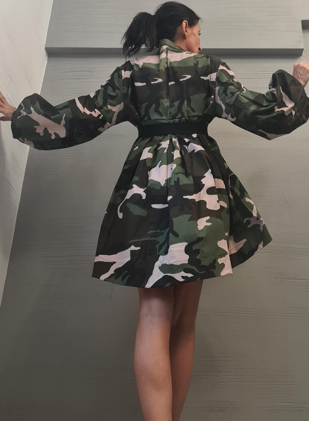 Extravagant Shirt, Loose Shirt Tunic Camouflage Dress, Asymmetric Tunic, Oversize Tunic, Extravagant Long Sleeve, New collection