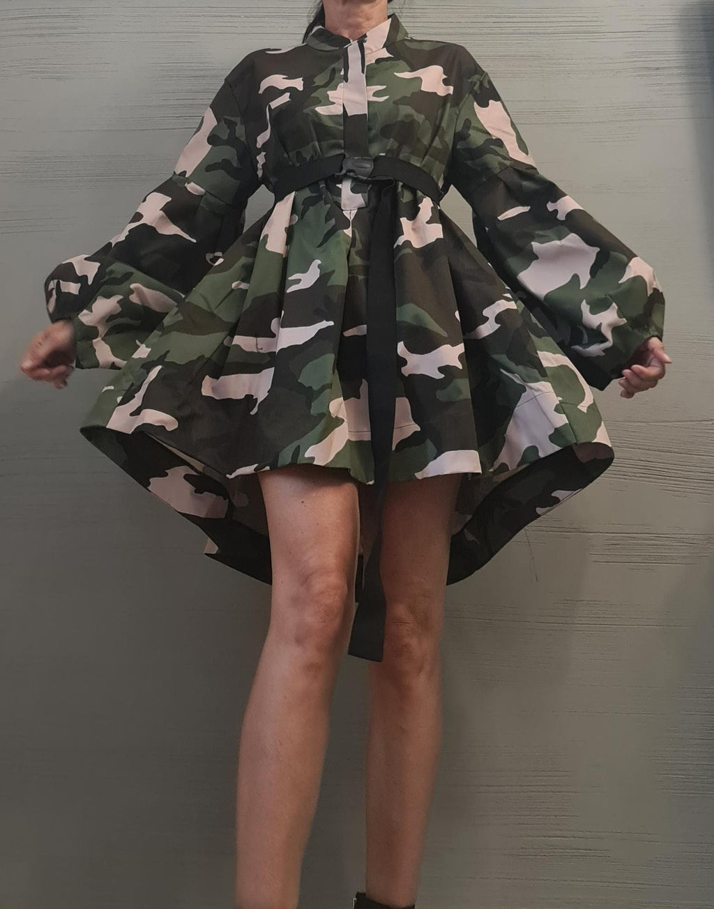 Extravagant Shirt, Loose Shirt Tunic Camouflage Dress, Asymmetric Tunic, Oversize Tunic, Extravagant Long Sleeve, New collection