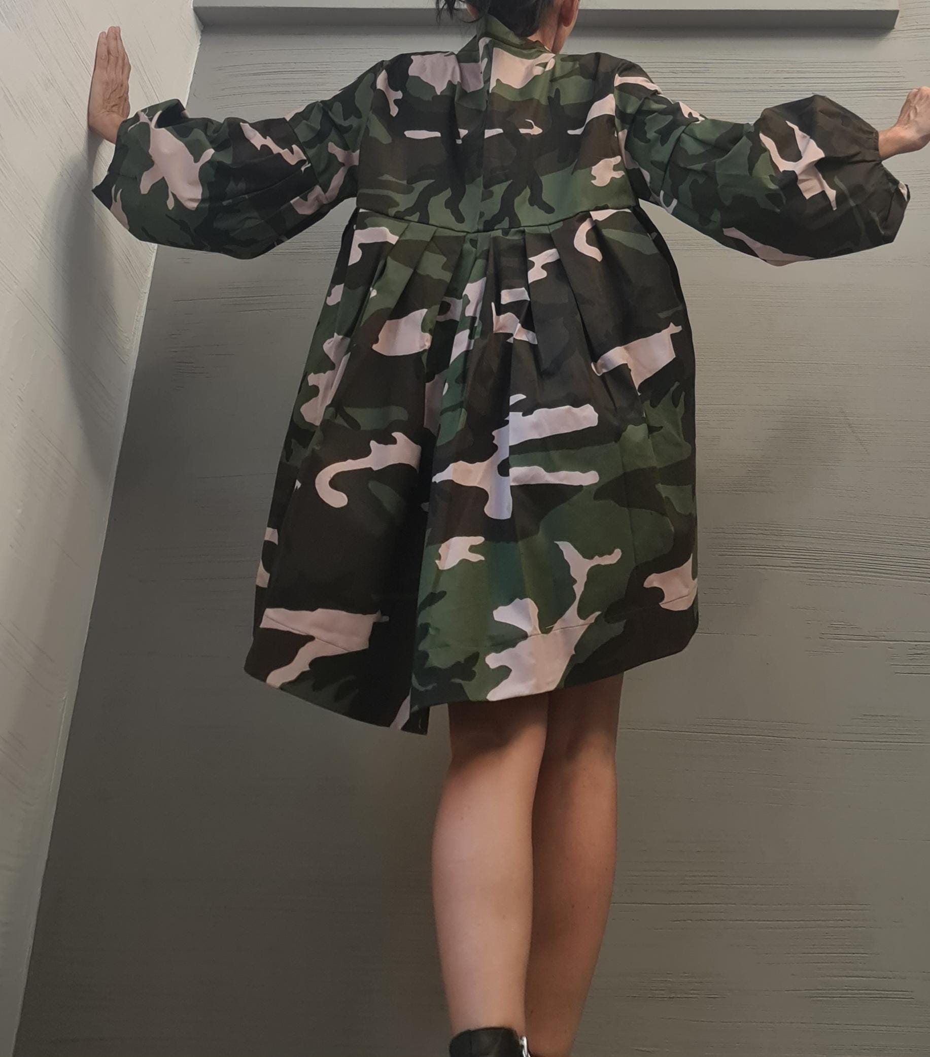 Extravagant Shirt, Loose Shirt Tunic Camouflage Dress, Asymmetric Tunic, Oversize Tunic, Extravagant Long Sleeve, New collection