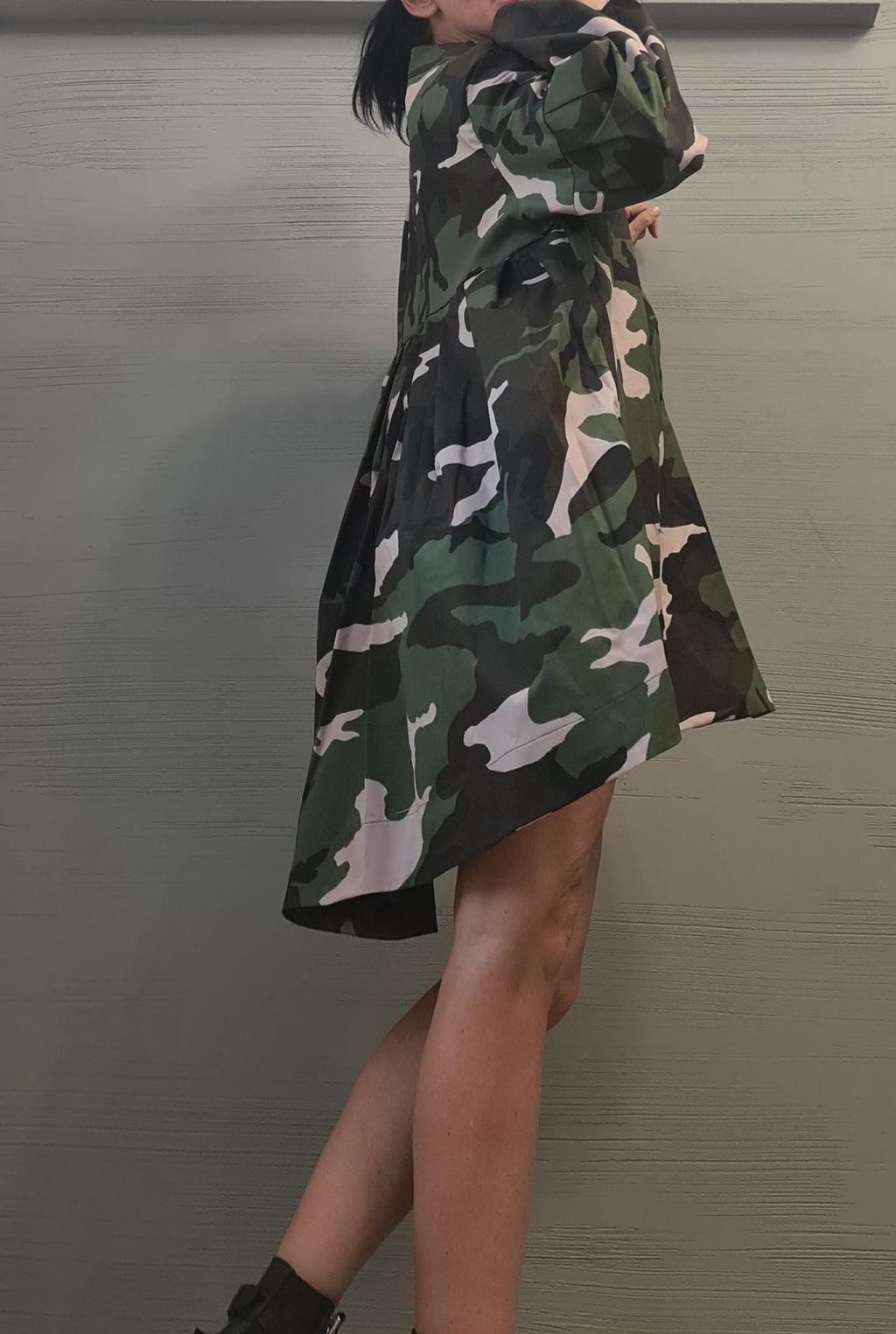 Extravagant Shirt, Loose Shirt Tunic Camouflage Dress, Asymmetric Tunic, Oversize Tunic, Extravagant Long Sleeve, New collection