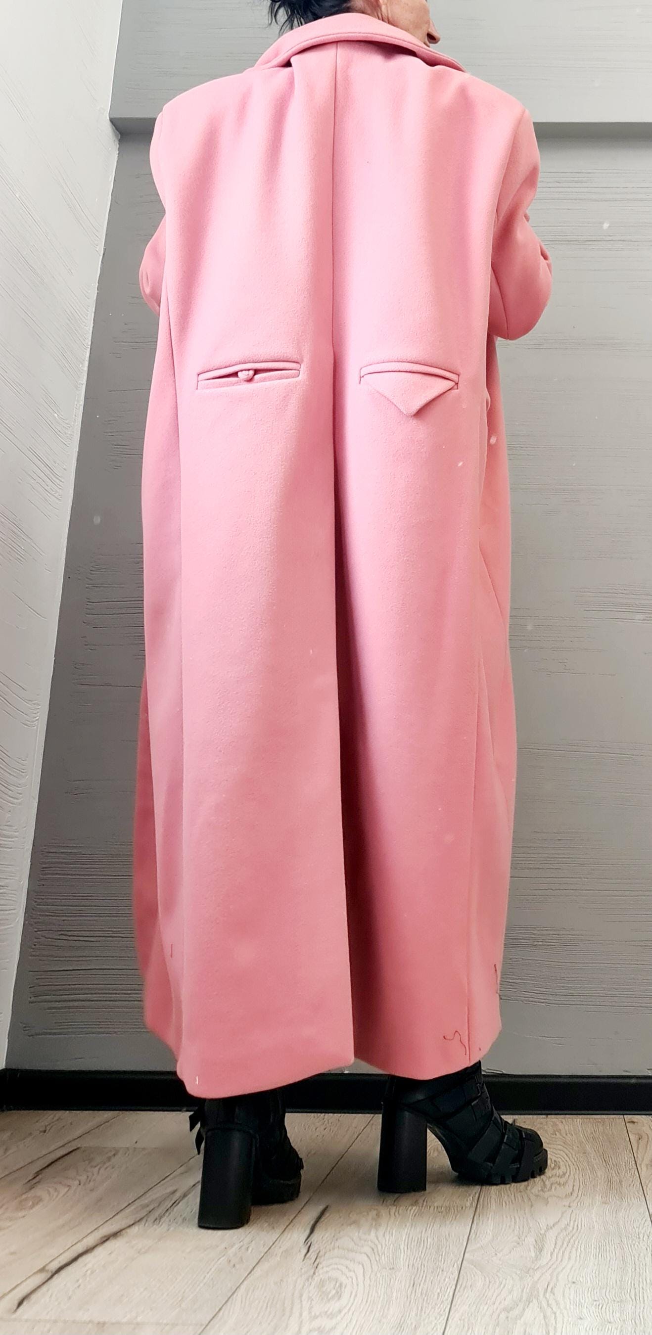 New collection Extravagant Long Coat, Avant Garde  Coat, Ash roses Wool Coat, Gothic Coat, Plus Size Clothing, Women Black Coat