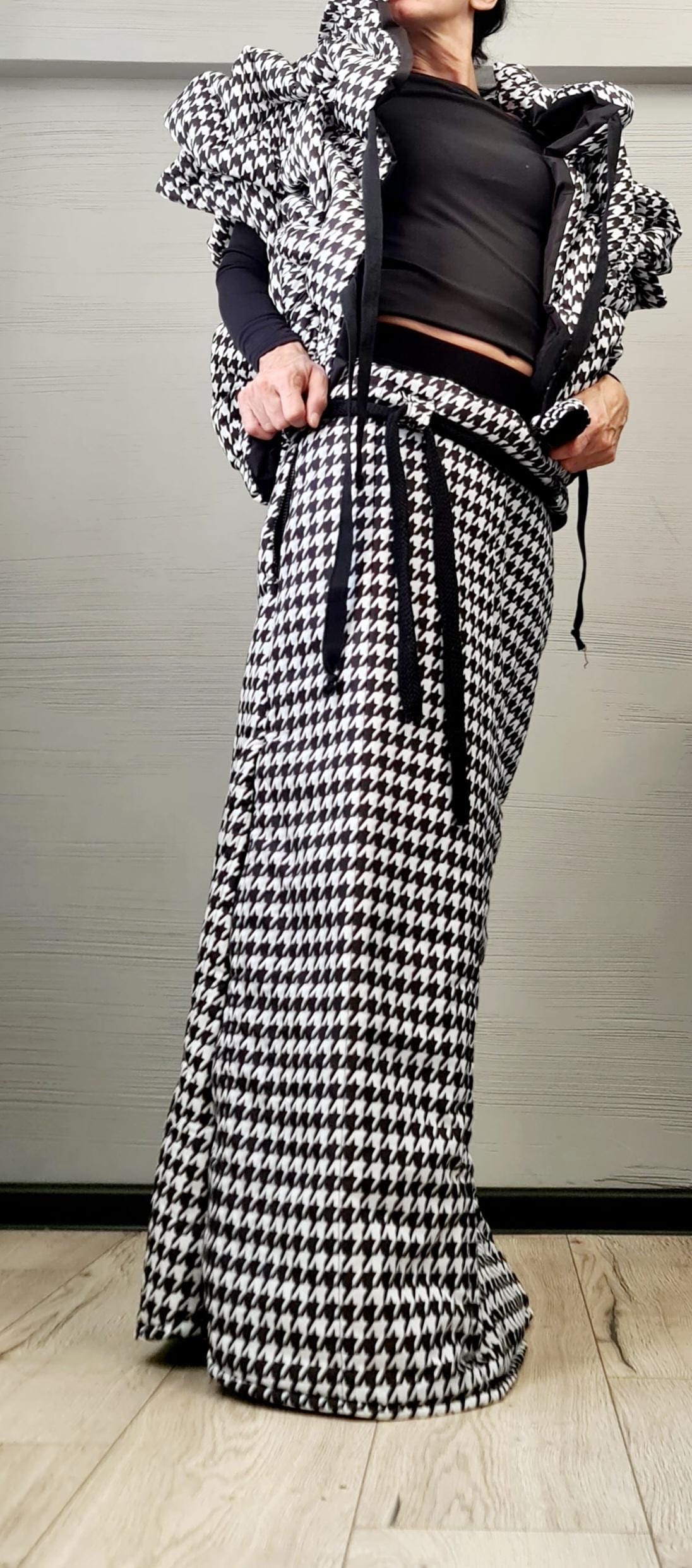 Extravagant Winter Skirt, Fashion in the mountains, Black&White, Long Winter Skirt, New collection 2025