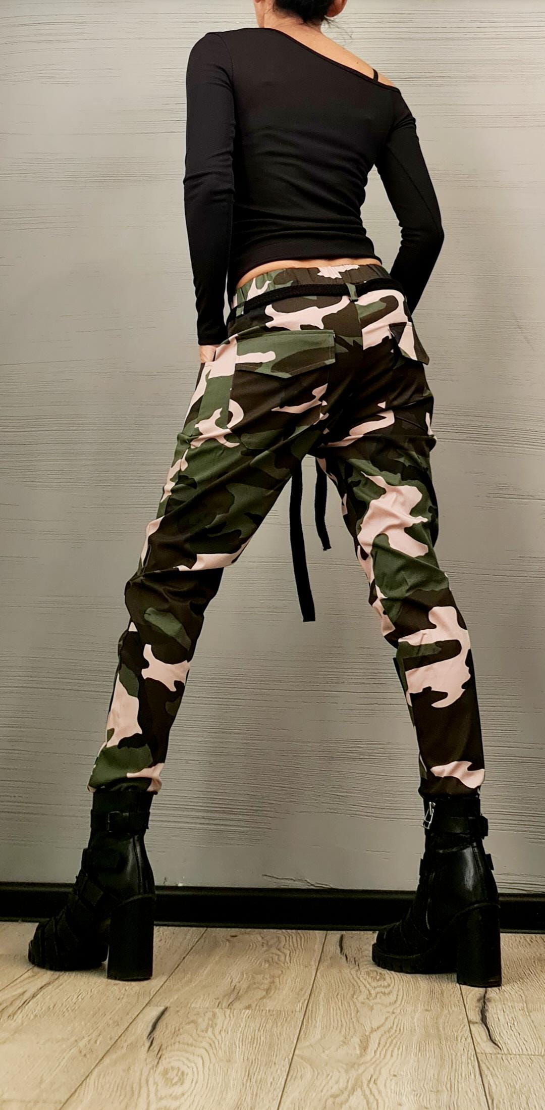 Extravagant Women Harem Pants, Tight Zipper Pants, Women Baggy Trousers, Military camouflage Pants