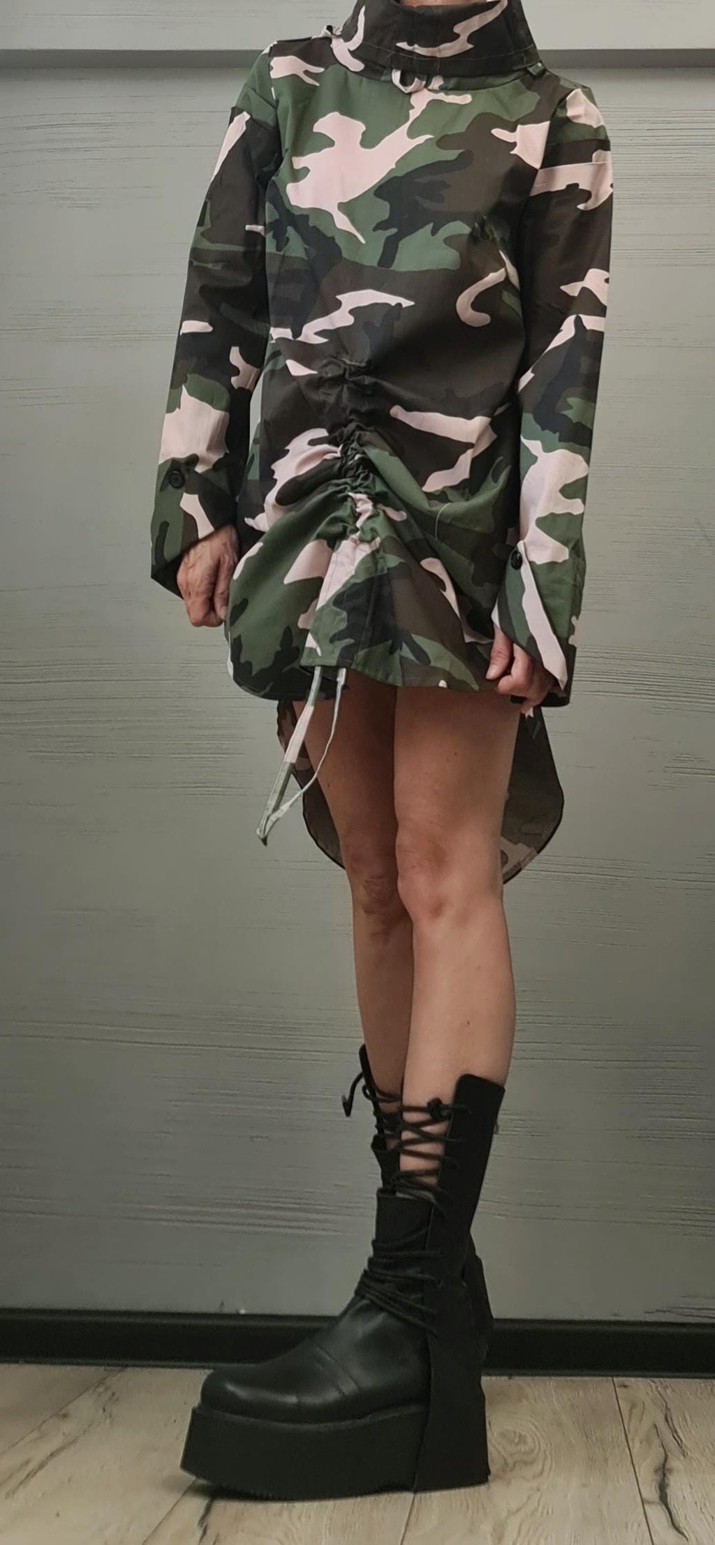 Military Extravagant Shirt, Loose Shirt Tunic, Gothic tunic, Military Tunic, Asymmetric Tunic, Military camouflage