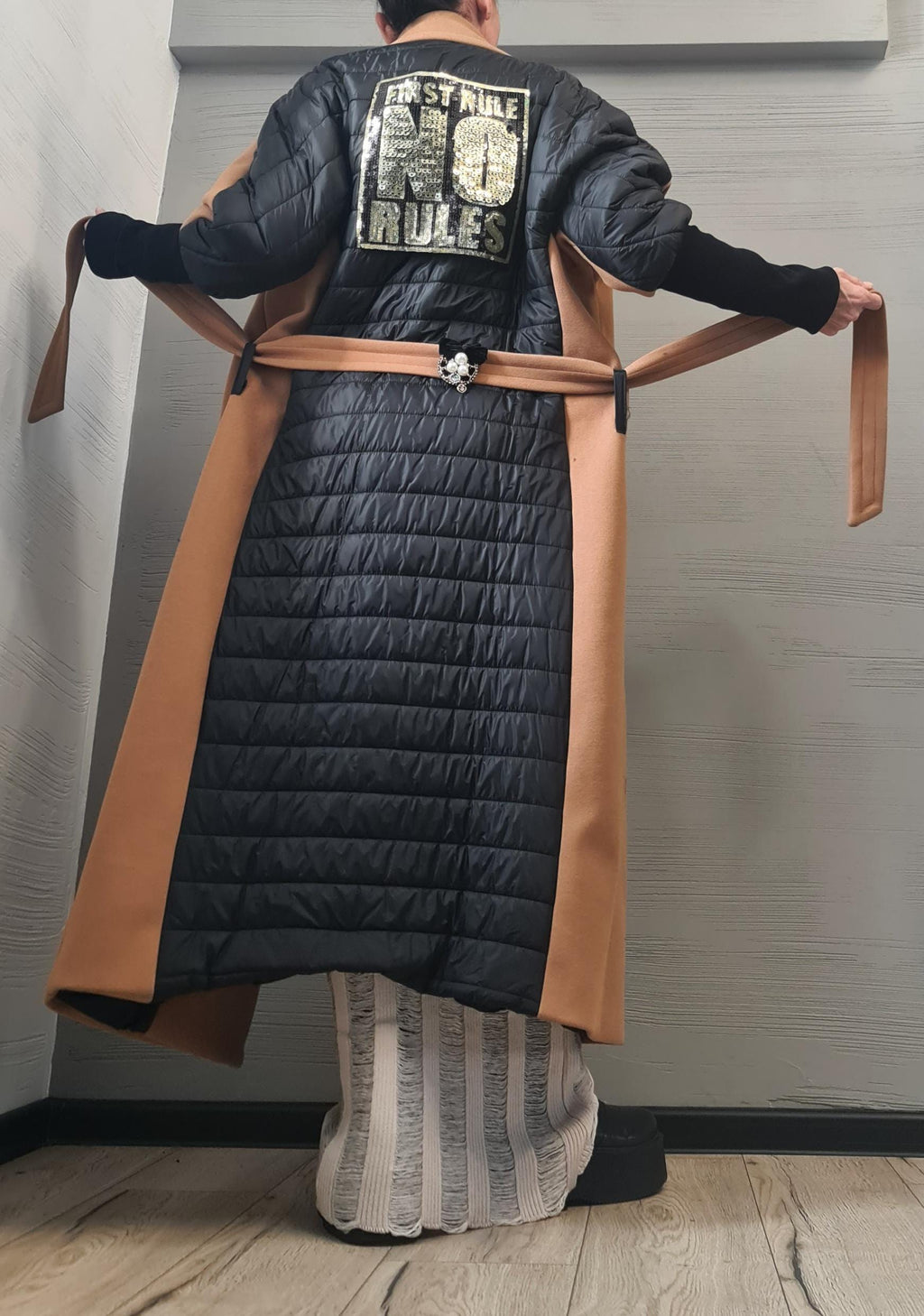 New collection Extravagant Long Coat, Avant Garde  Coat, Wool Coat, Gothic Coat, Plus Size Clothing, Women Wide coat with emblems
