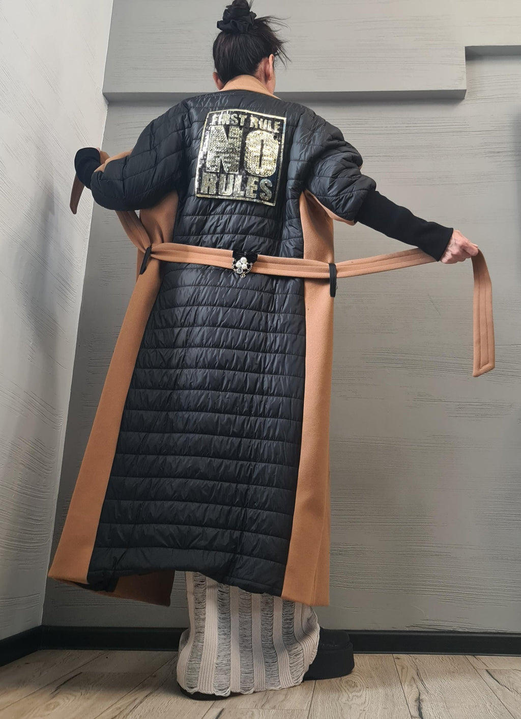 New collection Extravagant Long Coat, Avant Garde  Coat, Wool Coat, Gothic Coat, Plus Size Clothing, Women Wide coat with emblems