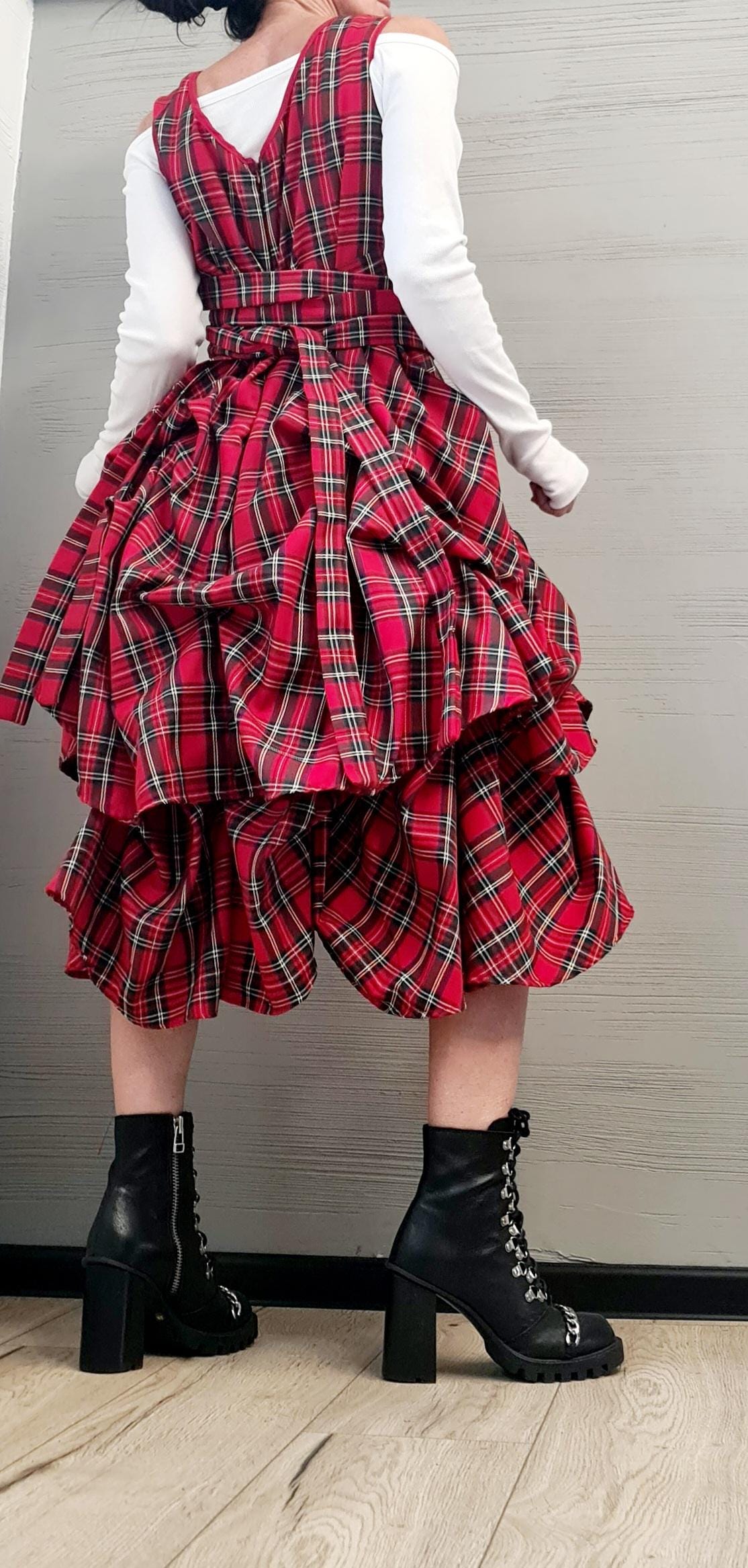 New collection Extravagant Dress, Asymmetric Dress, Gothic Dress, Sleeveless Dress, Sexy Dress, Wedding dress, Party dress, Scottish Plaid