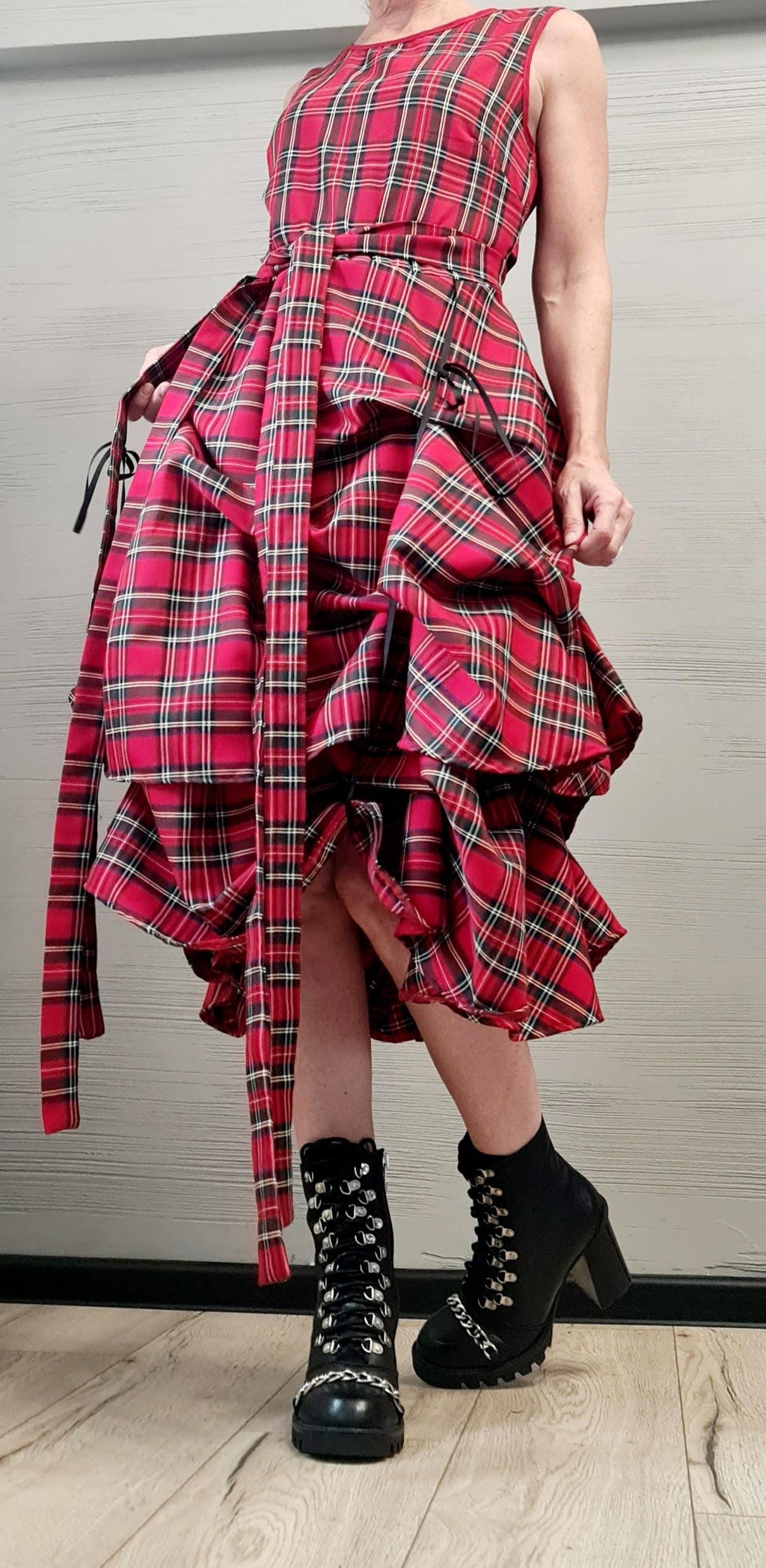New collection Extravagant Dress, Asymmetric Dress, Gothic Dress, Sleeveless Dress, Sexy Dress, Wedding dress, Party dress, Scottish Plaid