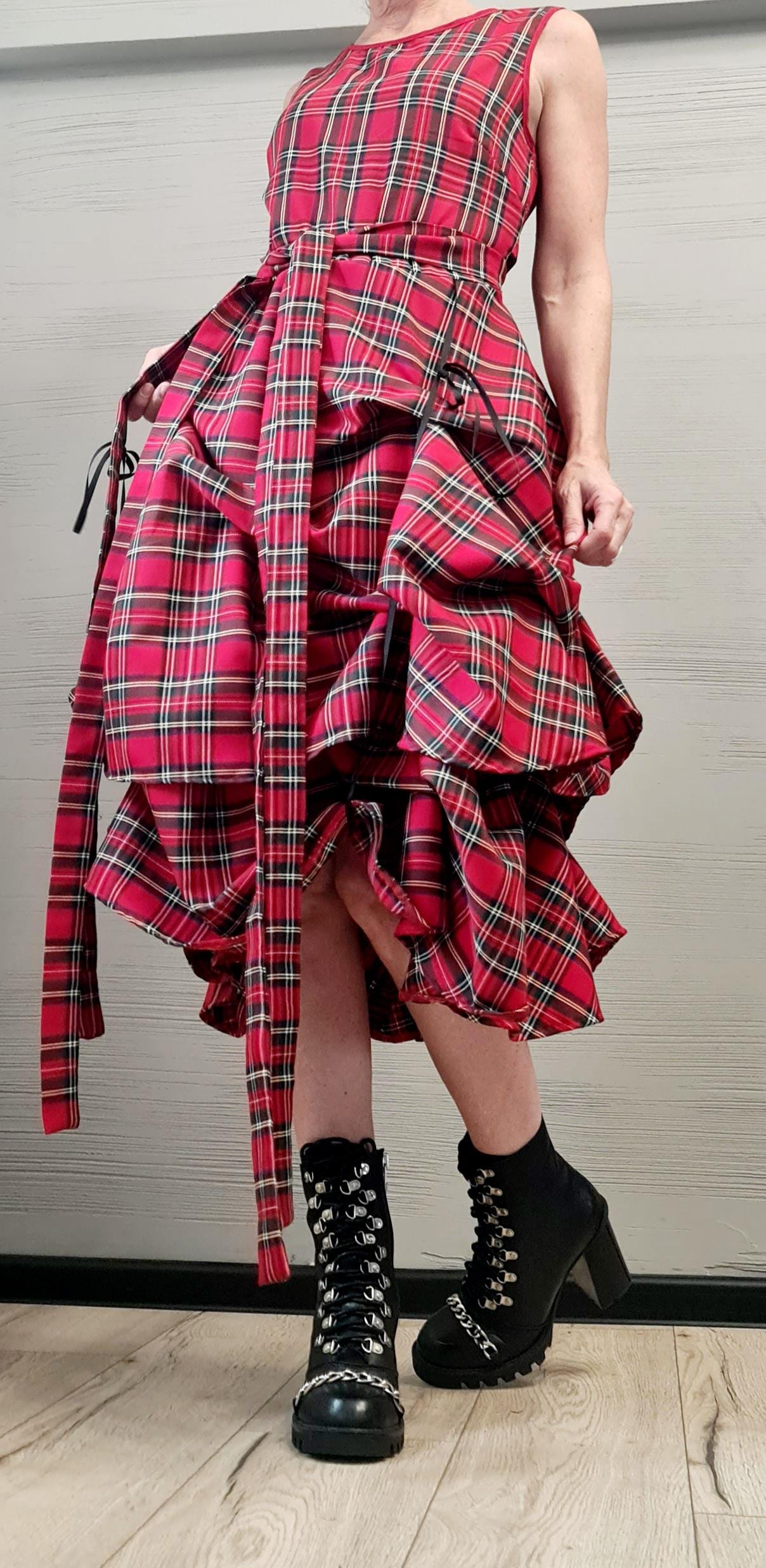 New collection Extravagant Dress, Asymmetric Dress, Gothic Dress, Sleeveless Dress, Sexy Dress, Wedding dress, Party dress, Scottish Plaid