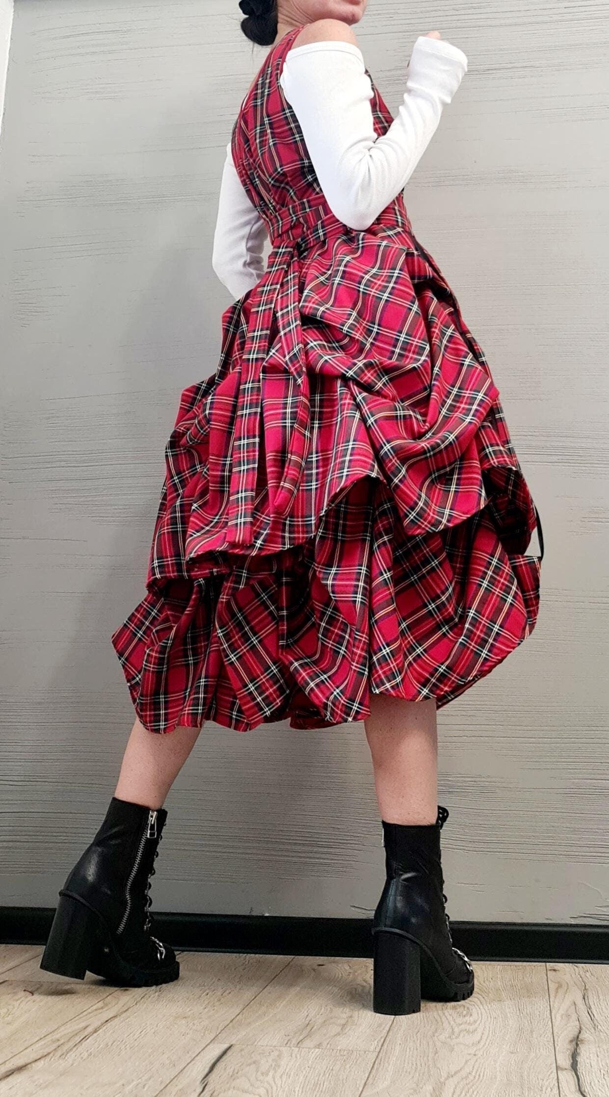 New collection Extravagant Dress, Asymmetric Dress, Gothic Dress, Sleeveless Dress, Sexy Dress, Wedding dress, Party dress, Scottish Plaid