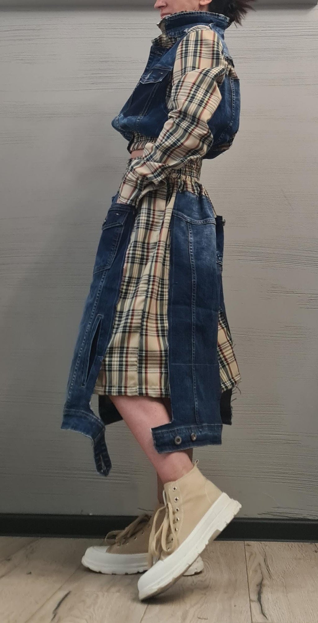 New collection Sweatshirt And Skirt Set, Cotton Denim Women Costume, Extravagant Sweatshirt, Sexy Women Suit Scottish plaid