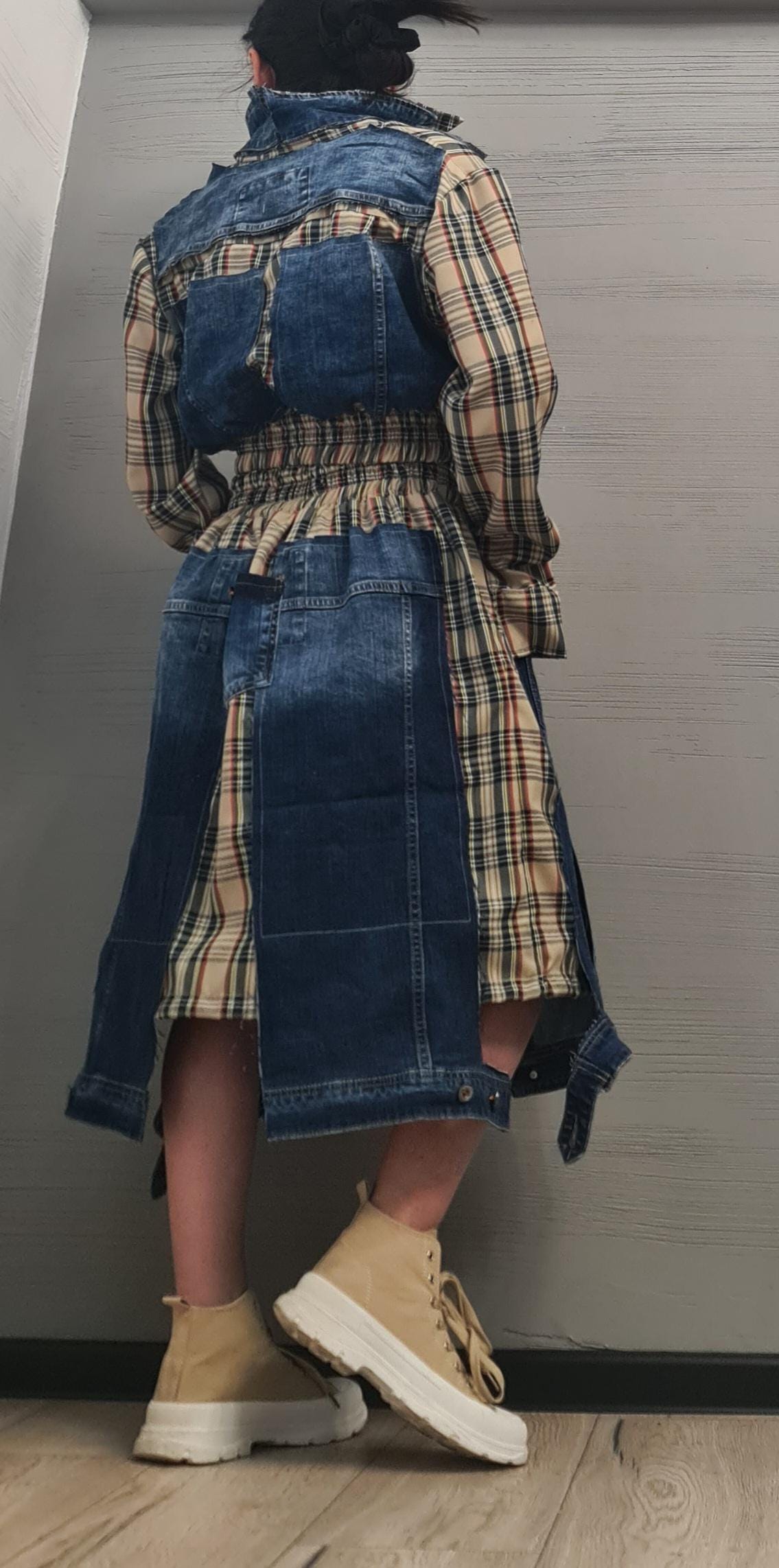 New collection Sweatshirt And Skirt Set, Cotton Denim Women Costume, Extravagant Sweatshirt, Sexy Women Suit Scottish plaid