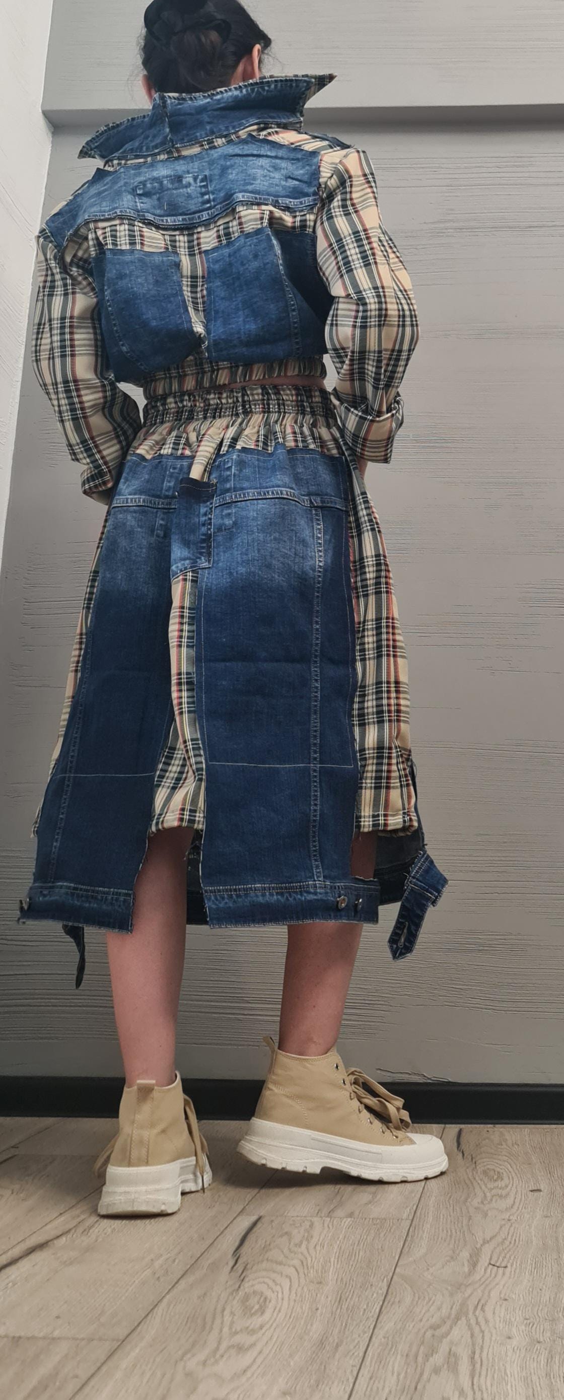 New collection Sweatshirt And Skirt Set, Cotton Denim Women Costume, Extravagant Sweatshirt, Sexy Women Suit Scottish plaid