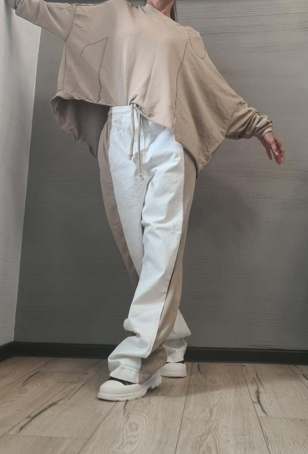 New collection Outwear Women Set, Harem Pants, Loose Set, Extravagant Cotton Denim Set, Extravagant Blouse, Asymmetrical Set