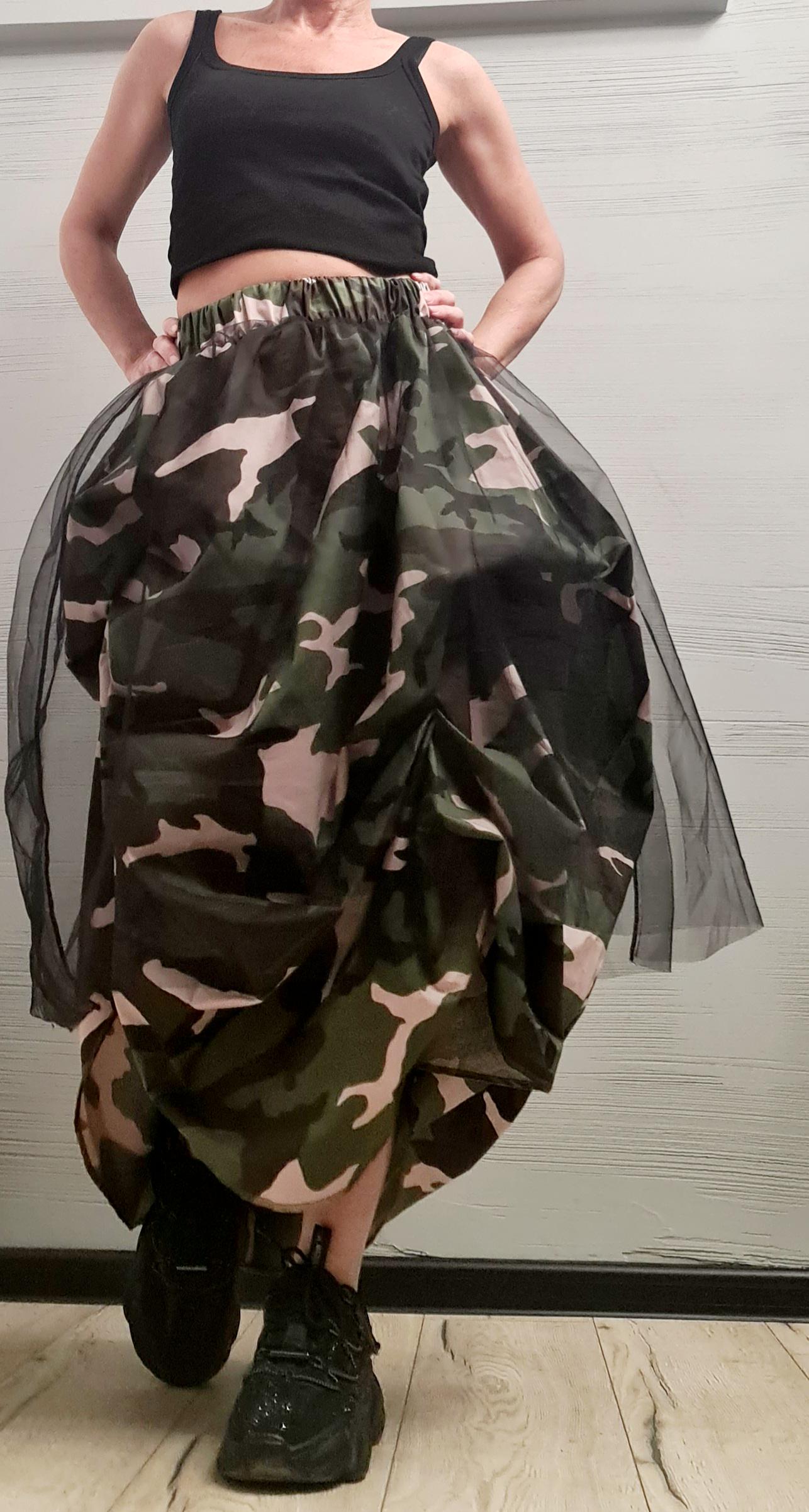 Asymmetric Military Skirt Dress, Tulle Cocktail Skirt, Gothic Skirt, Steampunk Skirt, Gothic Skirt, Military Cotton Tulle Skirt