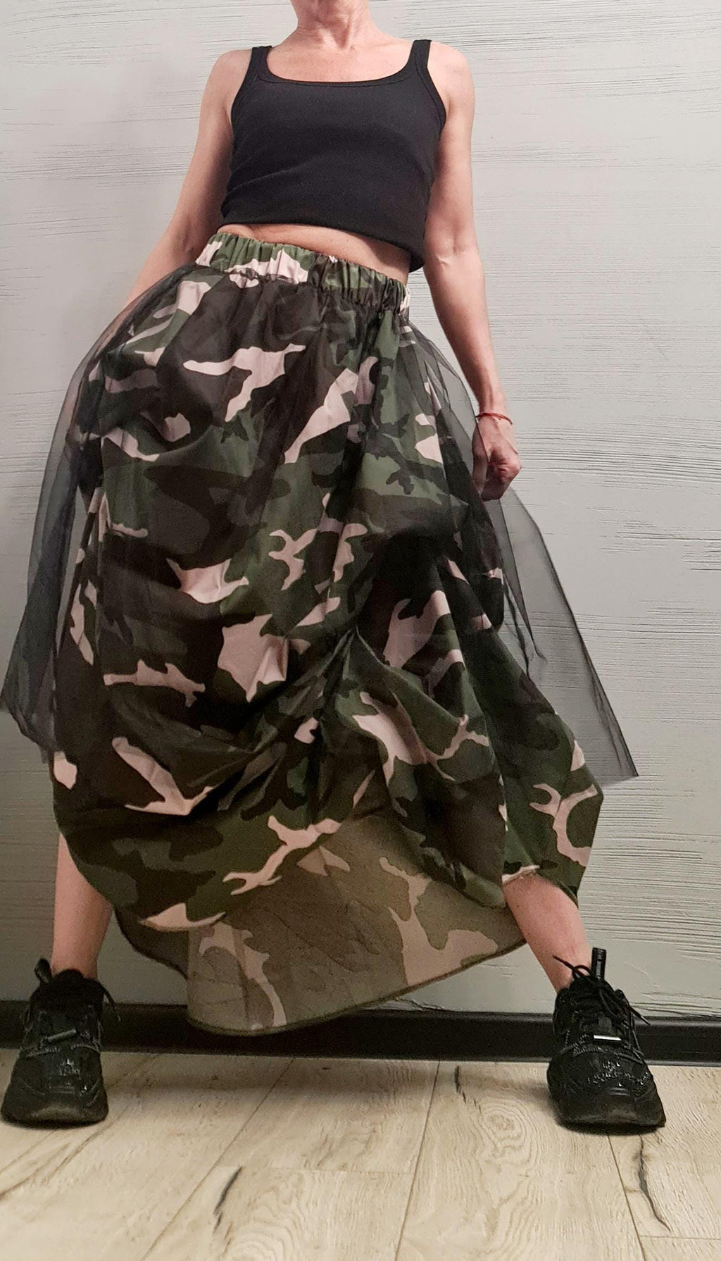 Asymmetric Military Skirt Dress, Tulle Cocktail Skirt, Gothic Skirt, Steampunk Skirt, Gothic Skirt, Military Cotton Tulle Skirt