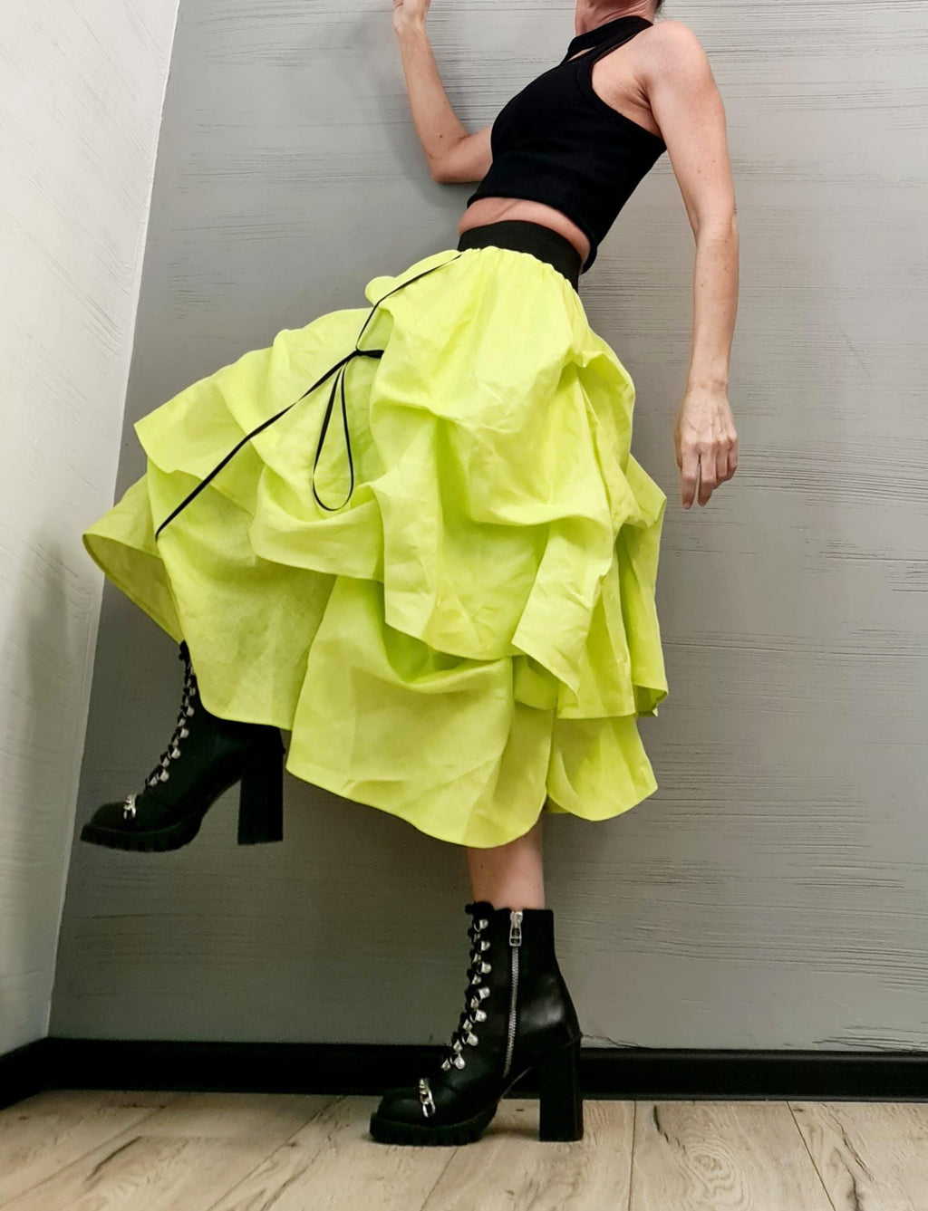 Circle Linen Skirt, Extravagant Skirt, Ball Cocktail Skirt, Gothic Skirt, Asymmetric Skirt, Steampunk Skirt, Wedding Skirt, High Waist Skirt