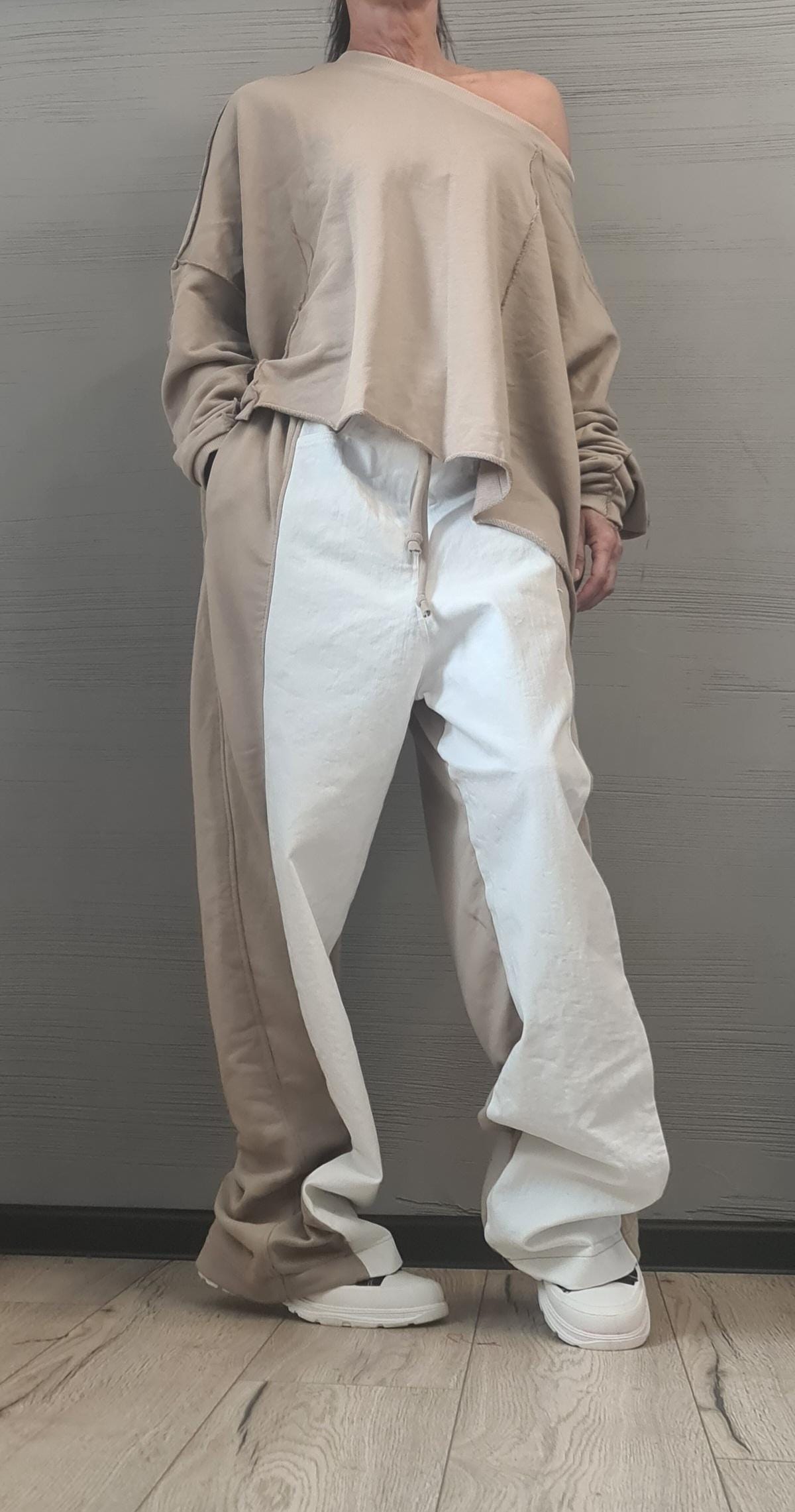 New collection Outwear Women Set, Harem Pants, Loose Set, Extravagant Cotton Denim Set, Extravagant Blouse, Asymmetrical Set