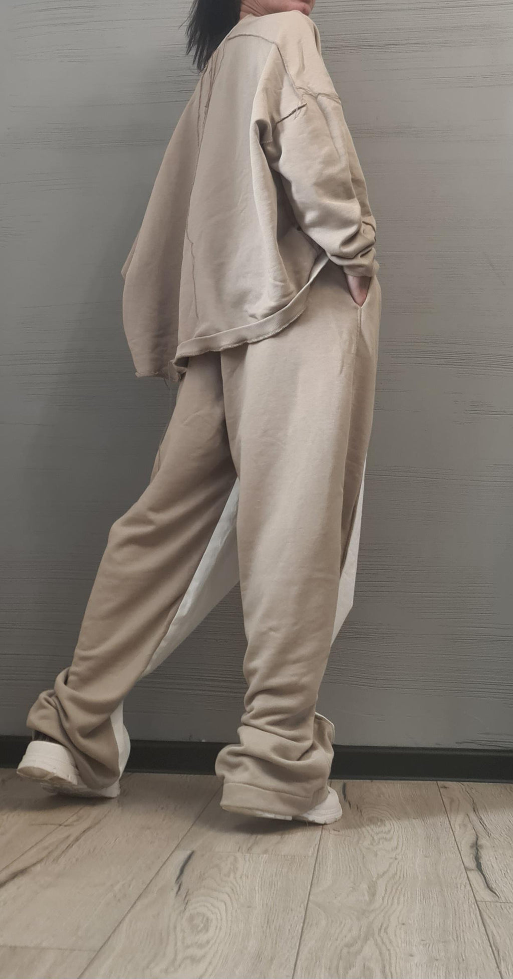 New collection Outwear Women Set, Harem Pants, Loose Set, Extravagant Cotton Denim Set, Extravagant Blouse, Asymmetrical Set