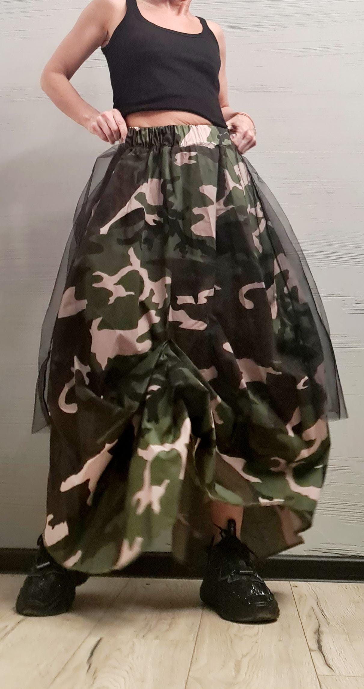 Asymmetric Military Skirt Dress, Tulle Cocktail Skirt, Gothic Skirt, Steampunk Skirt, Gothic Skirt, Military Cotton Tulle Skirt