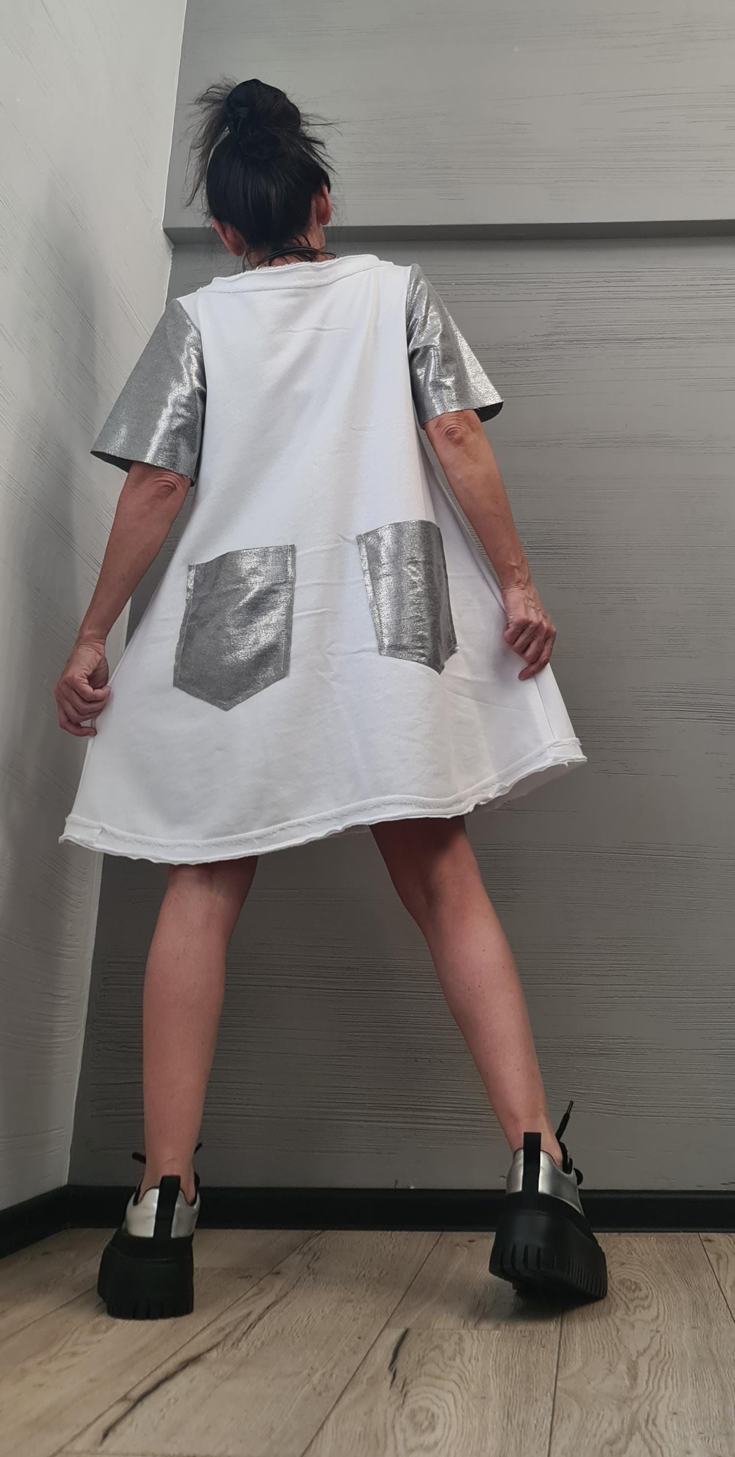 Extravagant Shine Tunic Dress, Avant Garde Tunic, Loose Cotton Tunic Dress, Deconstructed Dress, Gothic tunic, Oversize Tunic