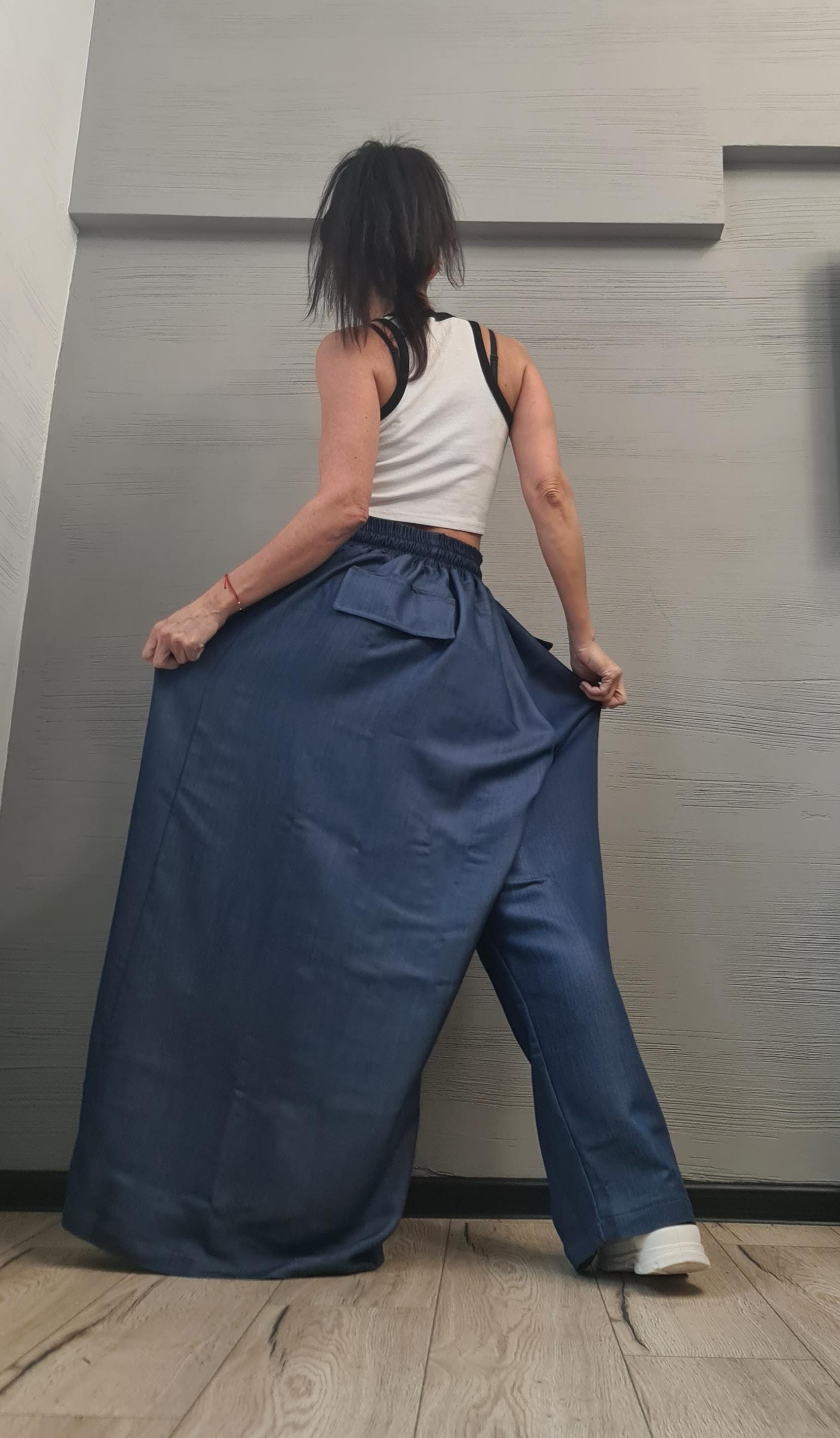 Asymmetric Denim Pants Women, Deconstructed Pants, Gothic Pants, Extravagant Pants, Avant Garde Pants, Wide-leg Pants, DRESSSHOESCODE