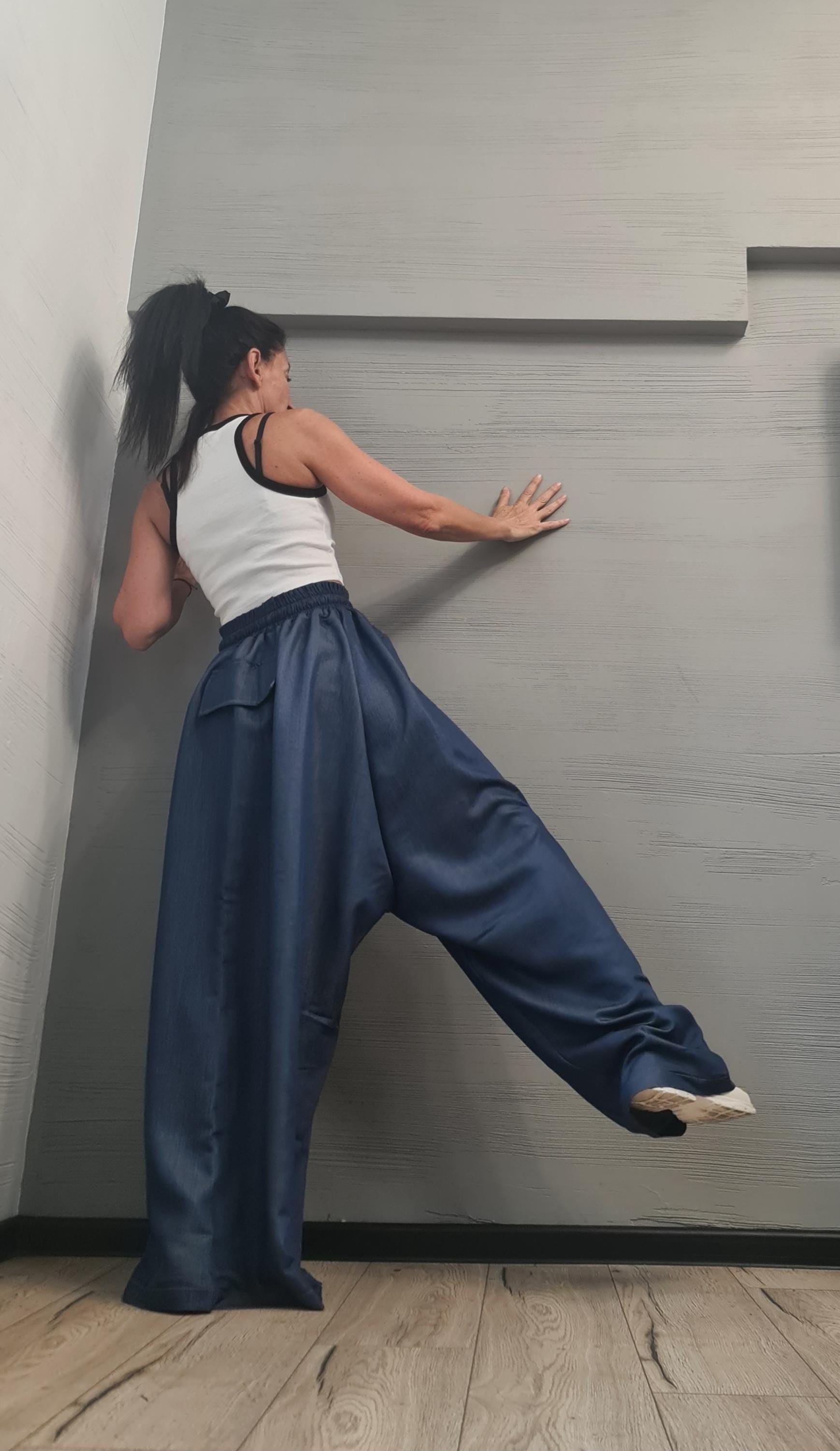 Asymmetric Denim Pants Women, Deconstructed Pants, Gothic Pants, Extravagant Pants, Avant Garde Pants, Wide-leg Pants, DRESSSHOESCODE